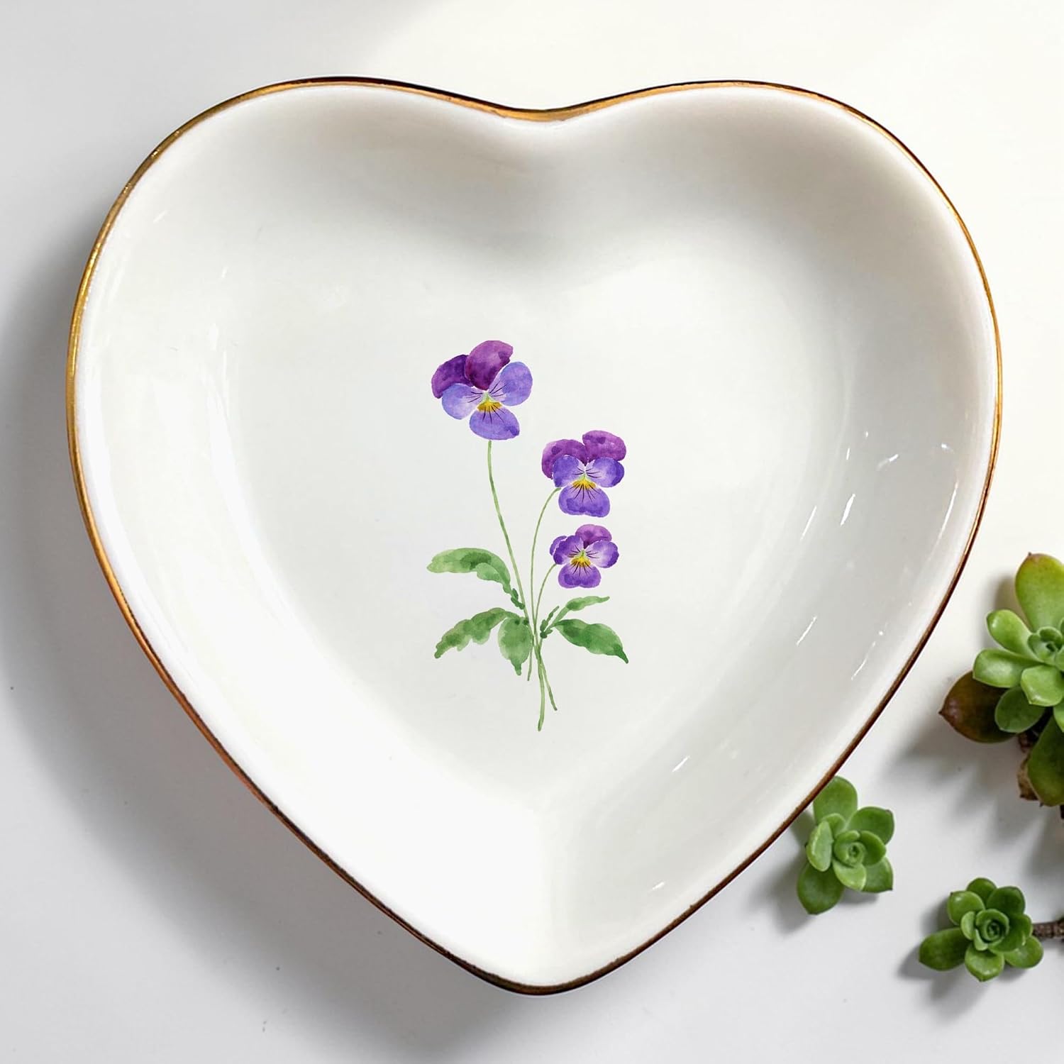 Birth Month Flower Ring Jewelry Dish Tray-Floral Ring Holder for Hippie / 2 - February