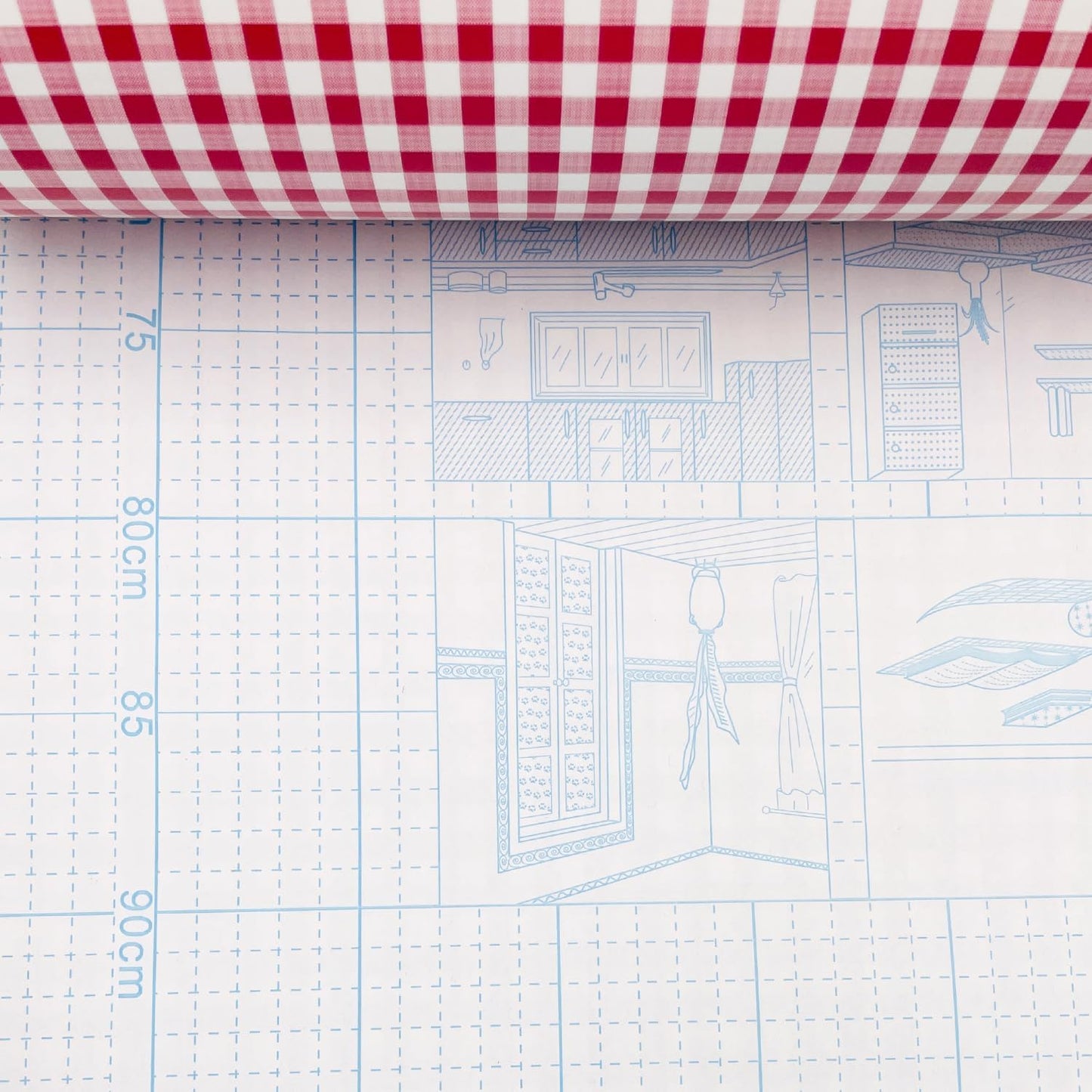 Wallpaper Roll Holiday Checker Peel and Stick Wall Tabletops Backsplash Vinyl / 393.7 x 17.7 / Red