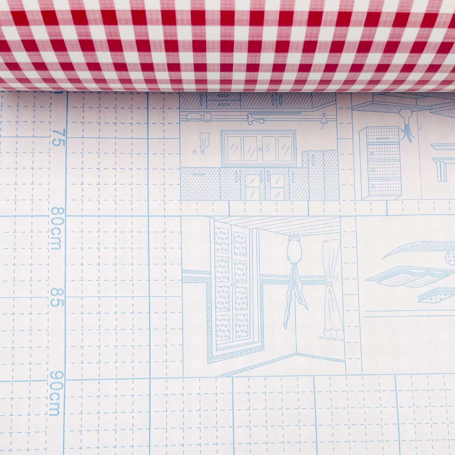 Wallpaper Roll Holiday Checker Peel and Stick Wall Tabletops Backsplash Vinyl / 393.7 x 17.7 / Red