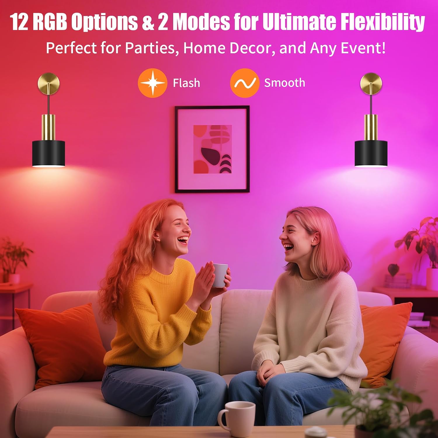 VerRon Rechargeable Wireless Battery Operated Wall Sconces Set of Two | Gold & Black Battery Powered Light with