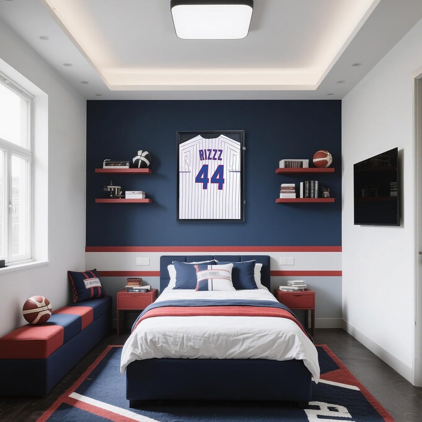 IHEIPYE Jersey Display Case Jersey Frame Large Shadow Box Black | Lockable, UV Protection, Hanger, Baseball Basketball
