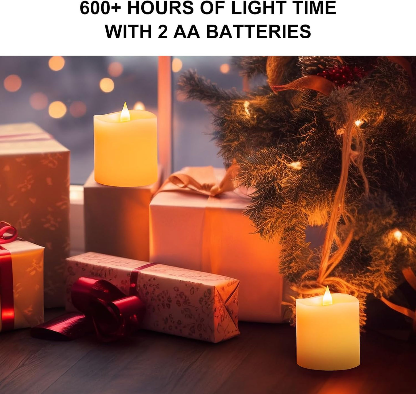 3x3 Flameless Candles Battery Operated with Remote Timer, Last 600 Hours Battery Candles Flickering, Ivory Real Wax