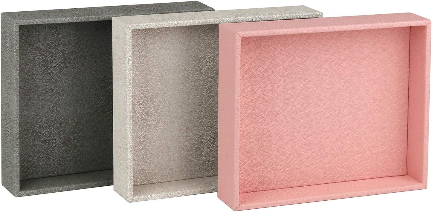 Vanity Tray / Dresser Jewelry Tray / Light Grey Shagreen / 10.2 x 8.4 x 1.8