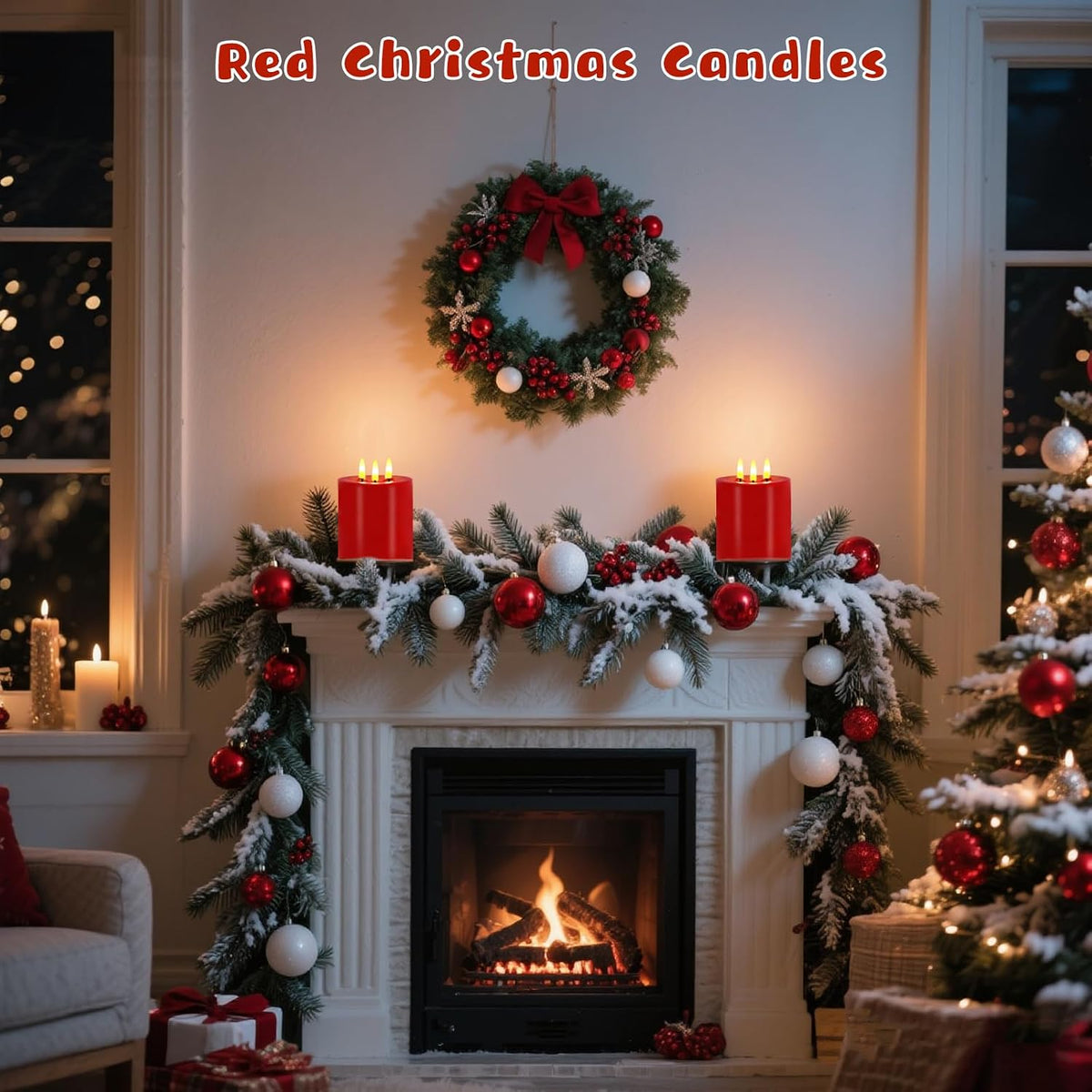 VEEKI Large 3 Wick Flameless Candles Set of 2, 4"x4" Flickering Flameless Candles with Remote & Timer, Dimmable Real