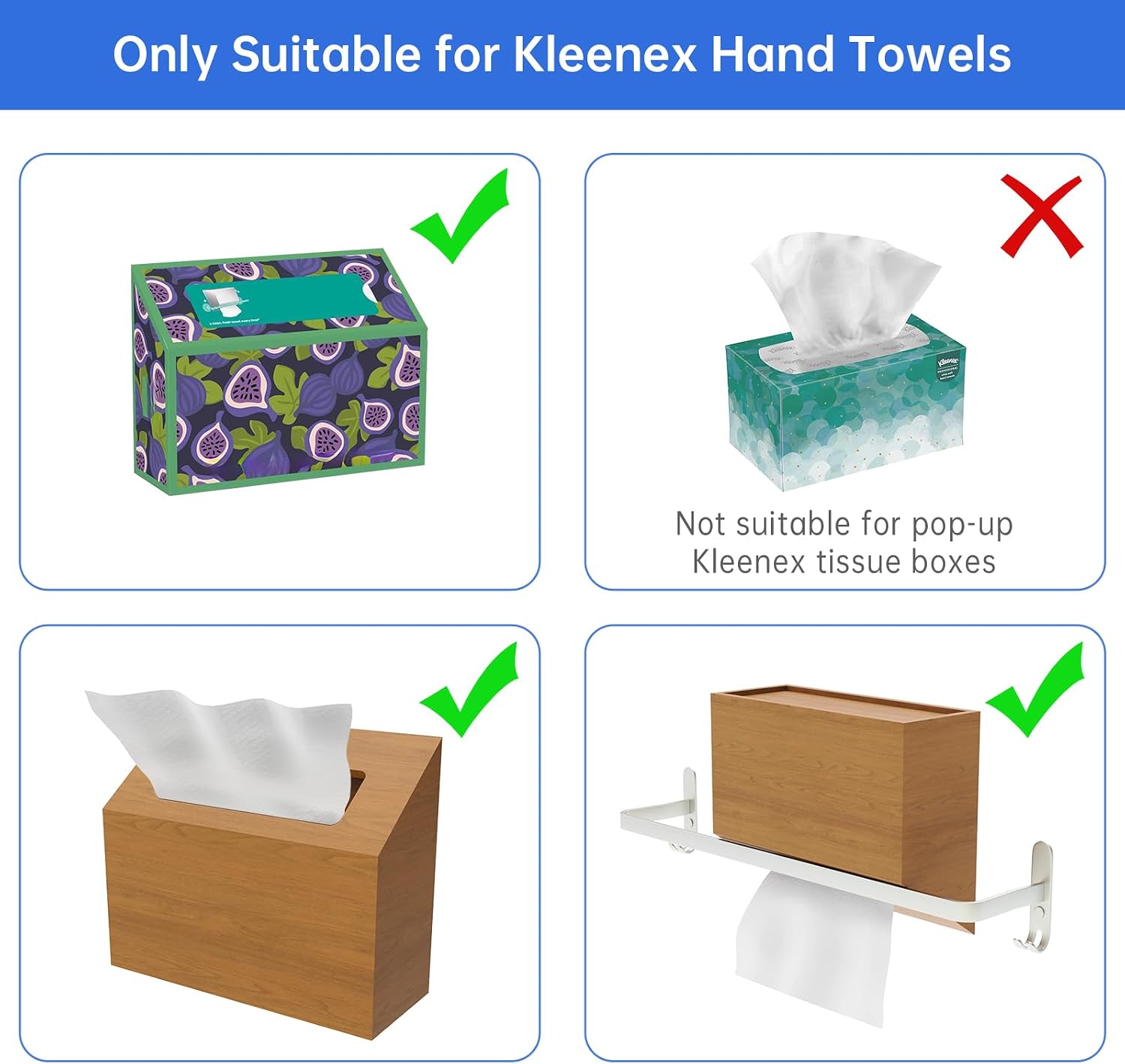 Tissue Box Cover for Kleenex Hand Towels / Pine Wood