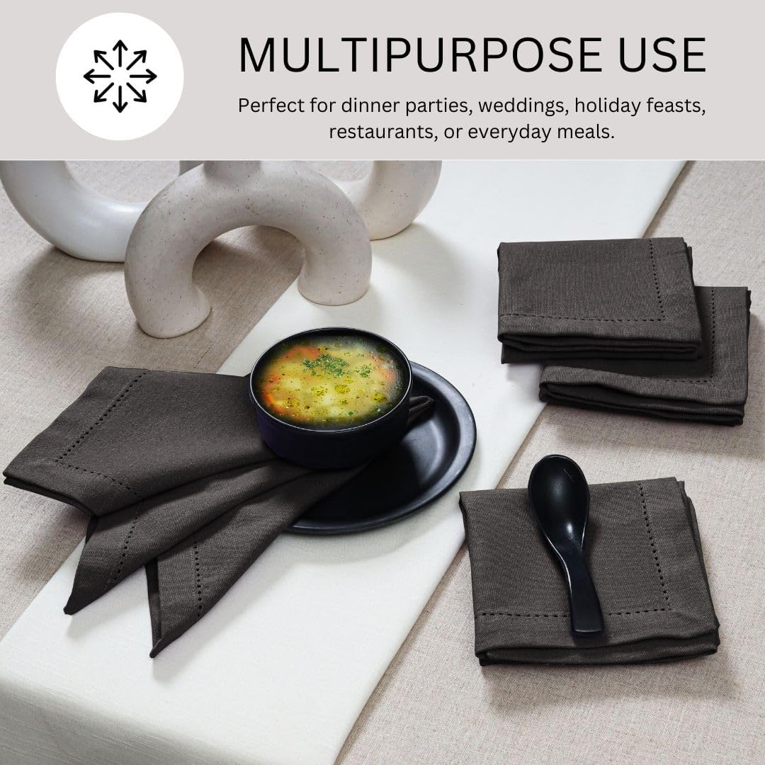 Hemstitch Cloth Dinner Napkins 100% Cotton Set of 12 - for Dining Special Occasions Weddings Parties Holidays Easter