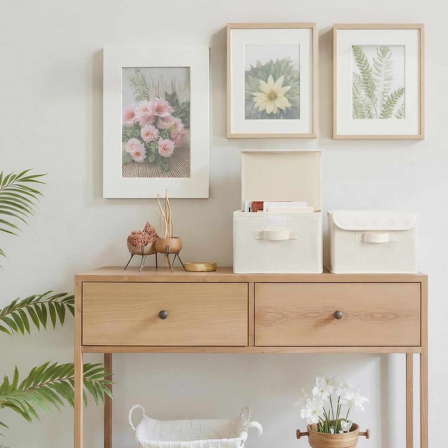 Storage Bins / Storage Boxes / Ivory White / Small / Set of 2