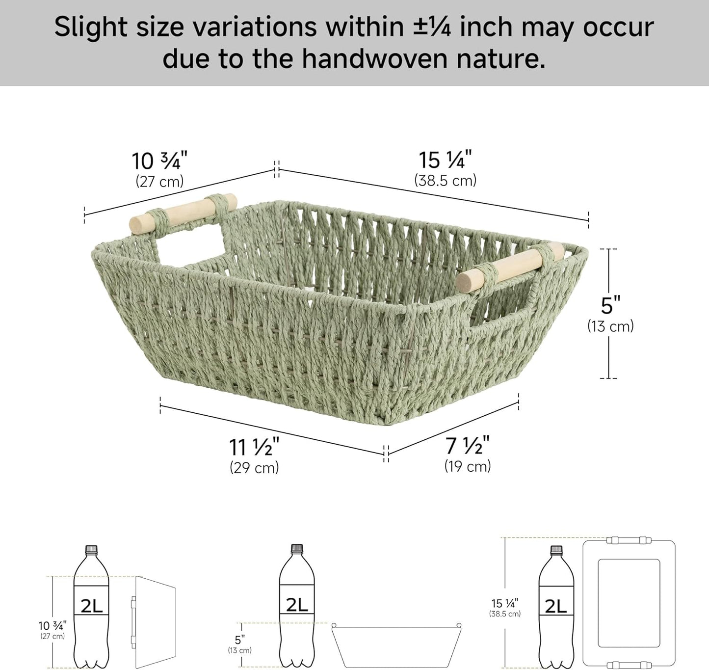 Large Wicker Storage Basket for Organizing / Bosana Green / Medium