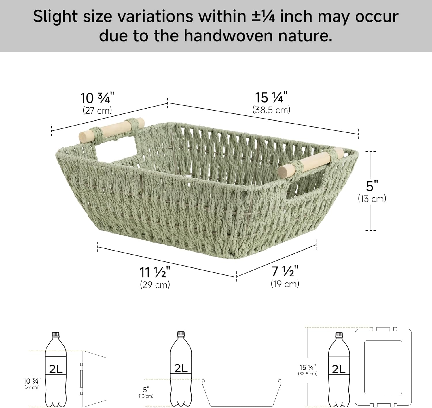 Large Wicker Storage Basket for Organizing / Bosana Green / Medium