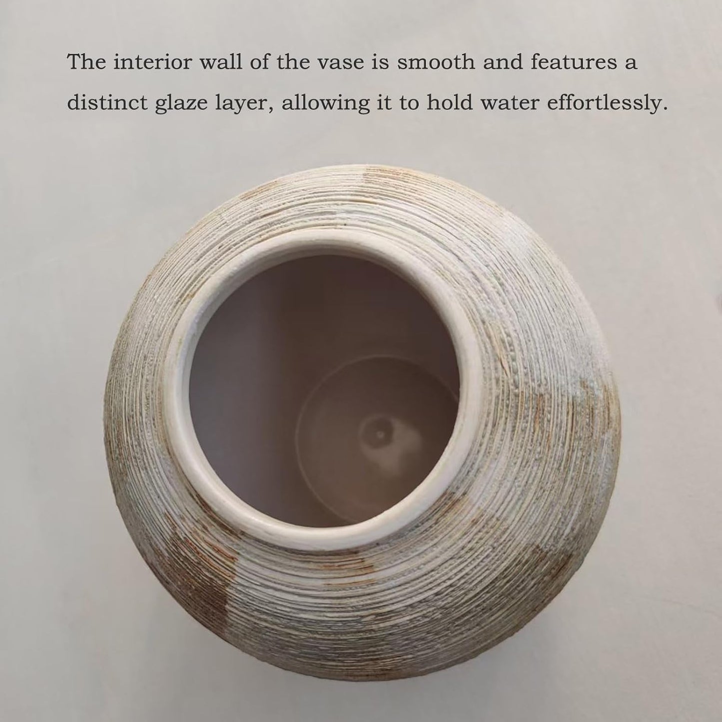 Rustic Ribbed Vase Home Decor / 01 - Small Rustic Ribbed Beige / 6 Inch