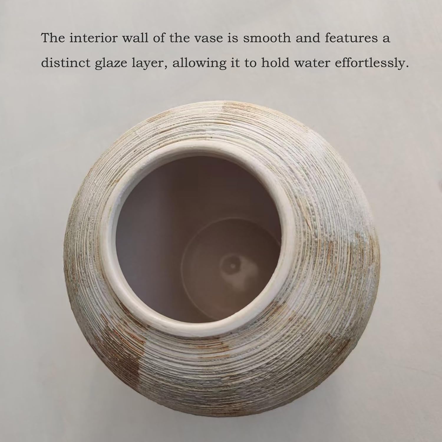 Rustic Ribbed Vase Home Decor / 01 - Small Rustic Ribbed Beige / 6 Inch