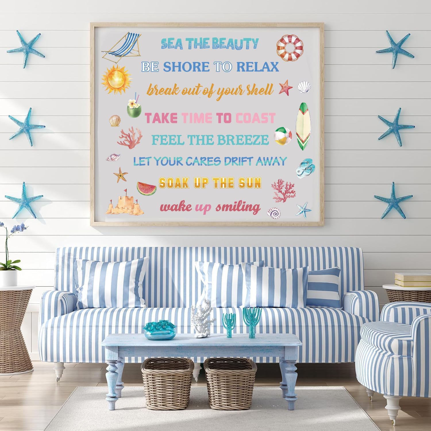 Beach Wall Stickers Inspirational Quotes Wall Decal for Classroom Colorful Summer / Summer Quotes
