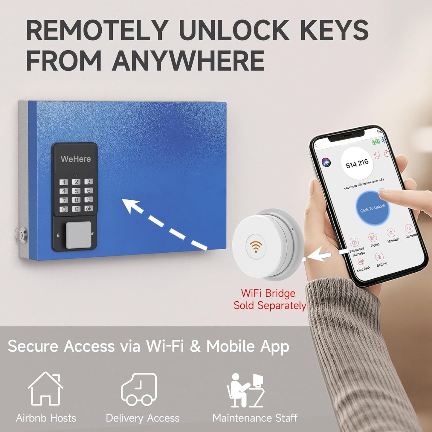 Key Organizer box / APP Bluetooth/One Time Password Share/Wi-Fi Remote