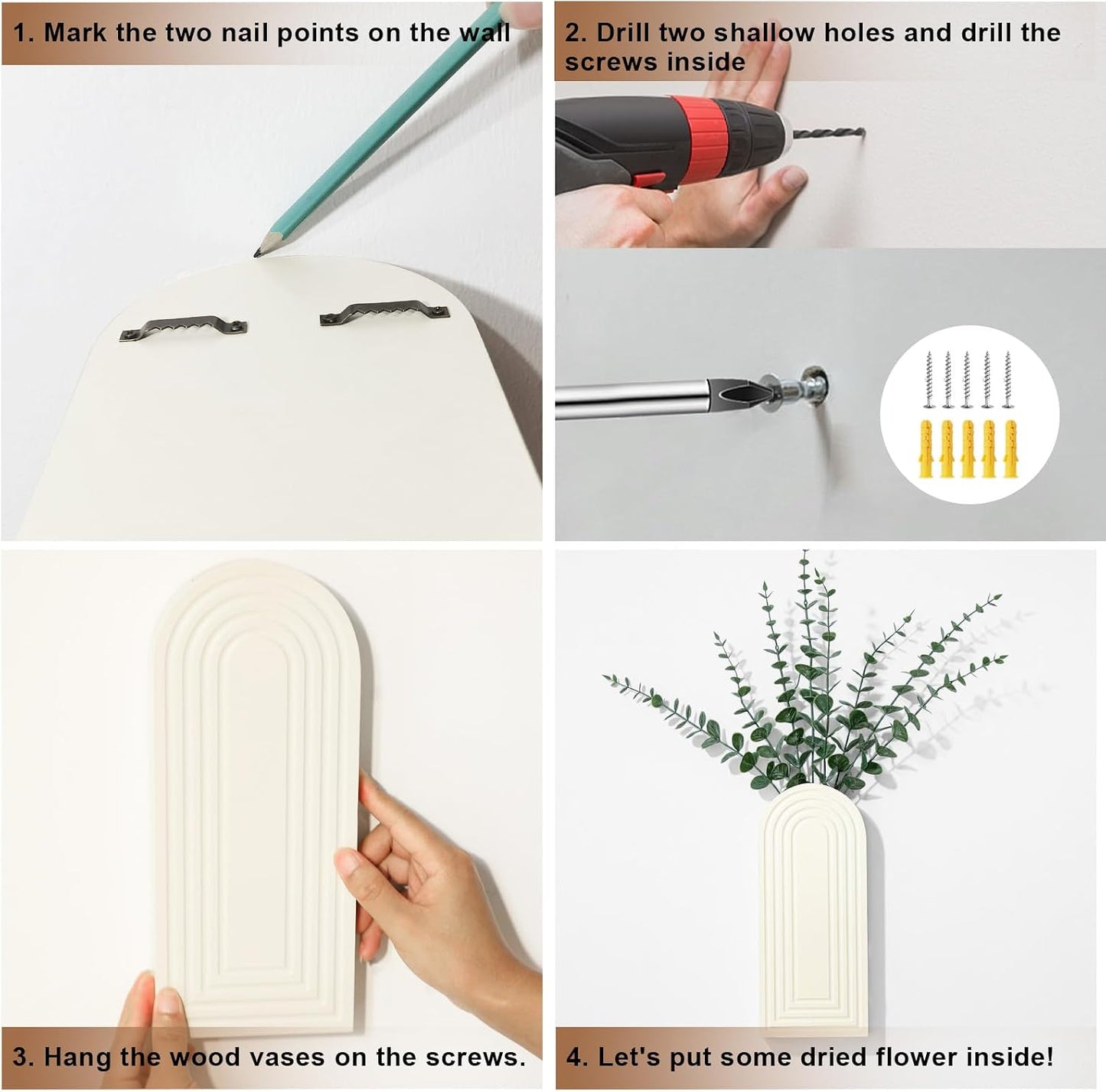 Wood Wall Hanging Planters / White