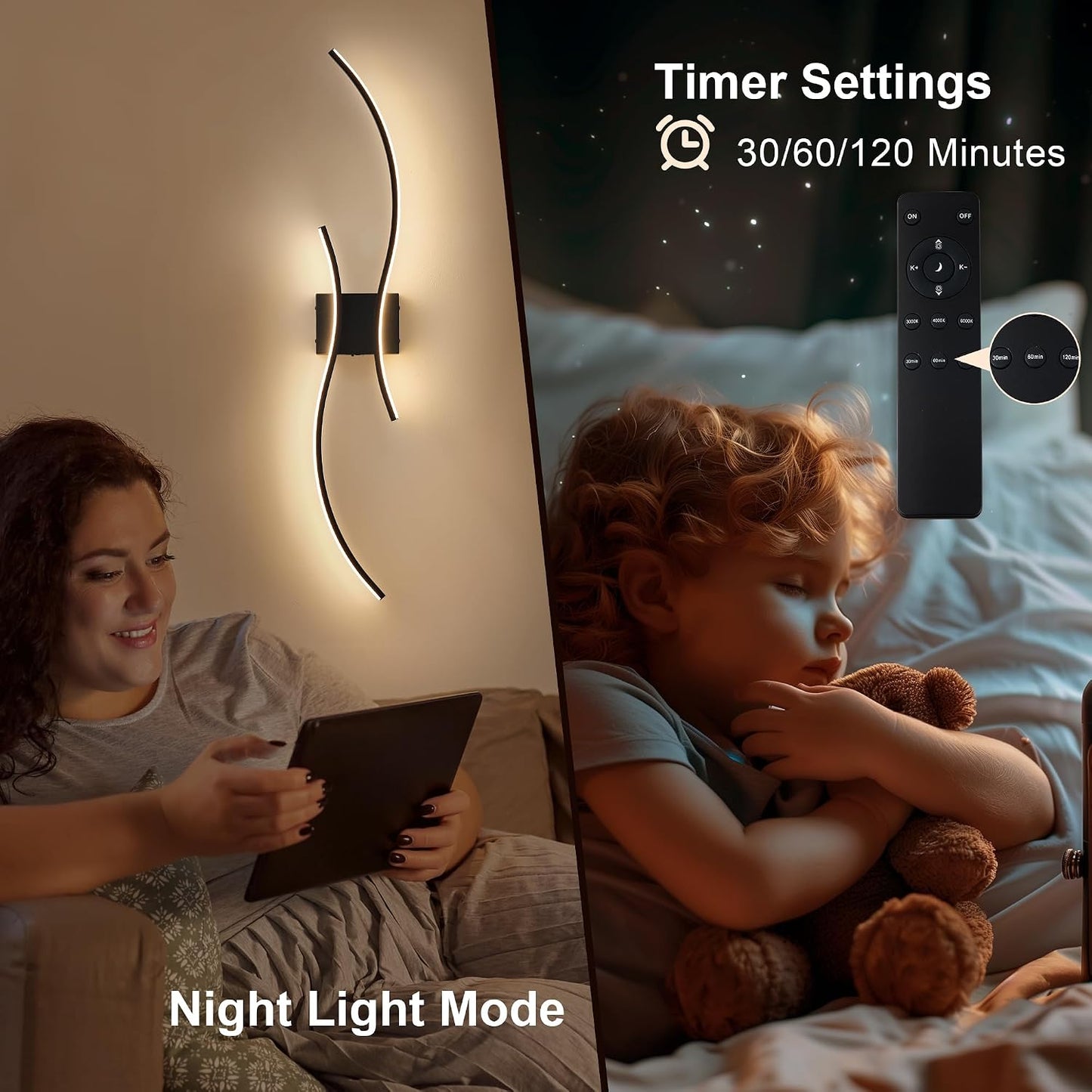 KARTOOSH Battery Operated Wall Sconce Set of Two with Remote Control | Wireless Wall Sconces with Stepless 3CCT &