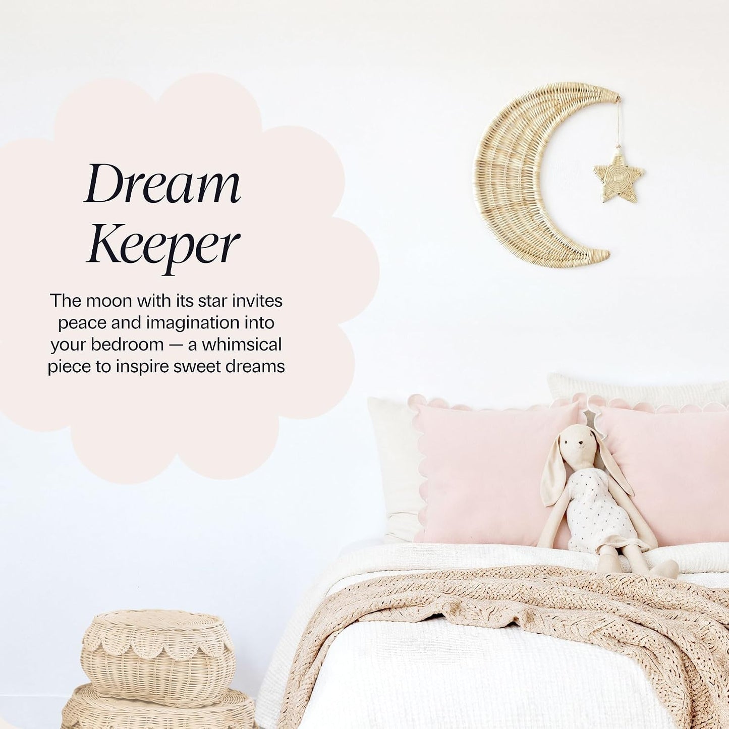 Handmade Rattan Moon Wall Decor / Natural