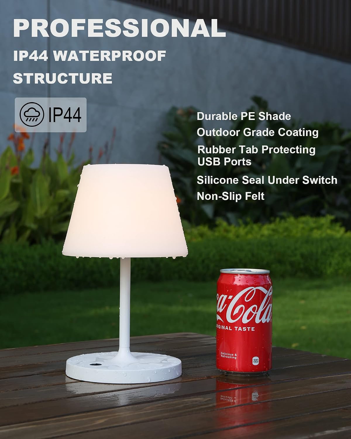 WEILAILUX Outdoor Battery Operated Table Lamp Waterproof, 4000mAh Cordless Table Lamp Rechargeable, Touch Dimmable Desk
