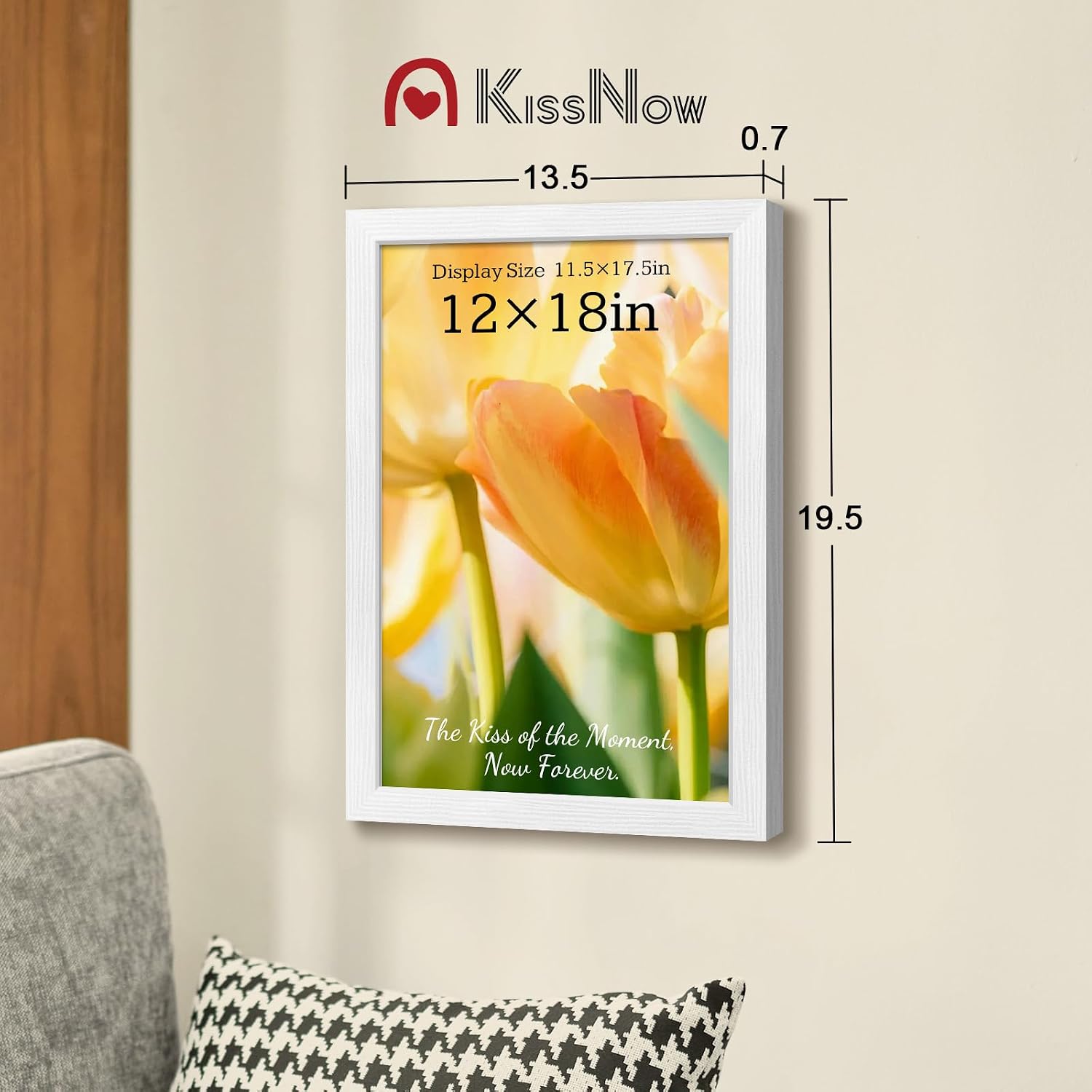 12x18 Poster Frame 4 Pack, White Solid Wood, Gallery Wall Decor | Wall Hanging, Thick & Wide Border, Clear Plexiglass