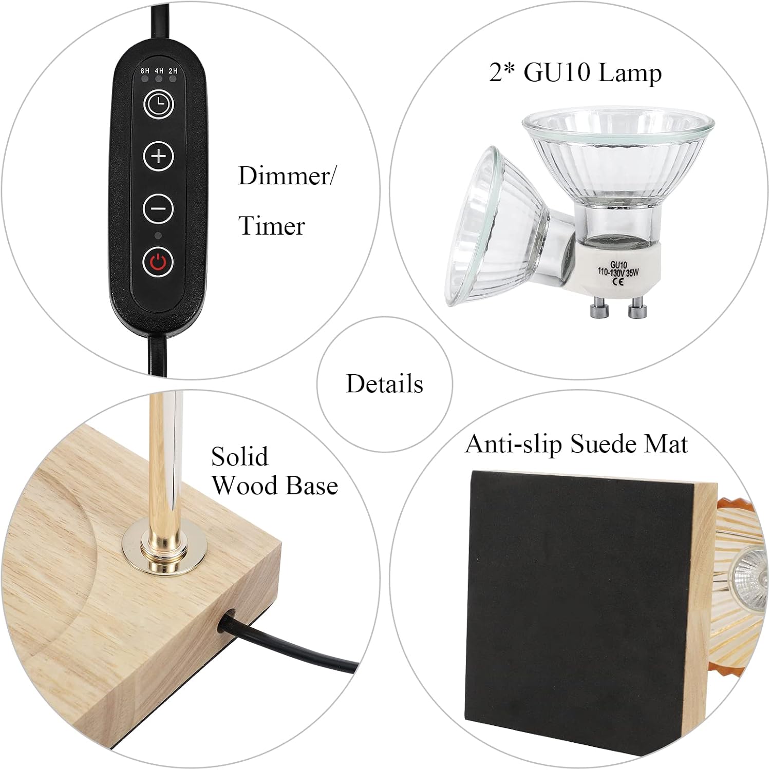 LOTKEY Candle Warmer Lamp, Dimmable Candle Warmer with Timer 2 Bulbs Wood Base Electric Candle Lamp Compatible with Jar