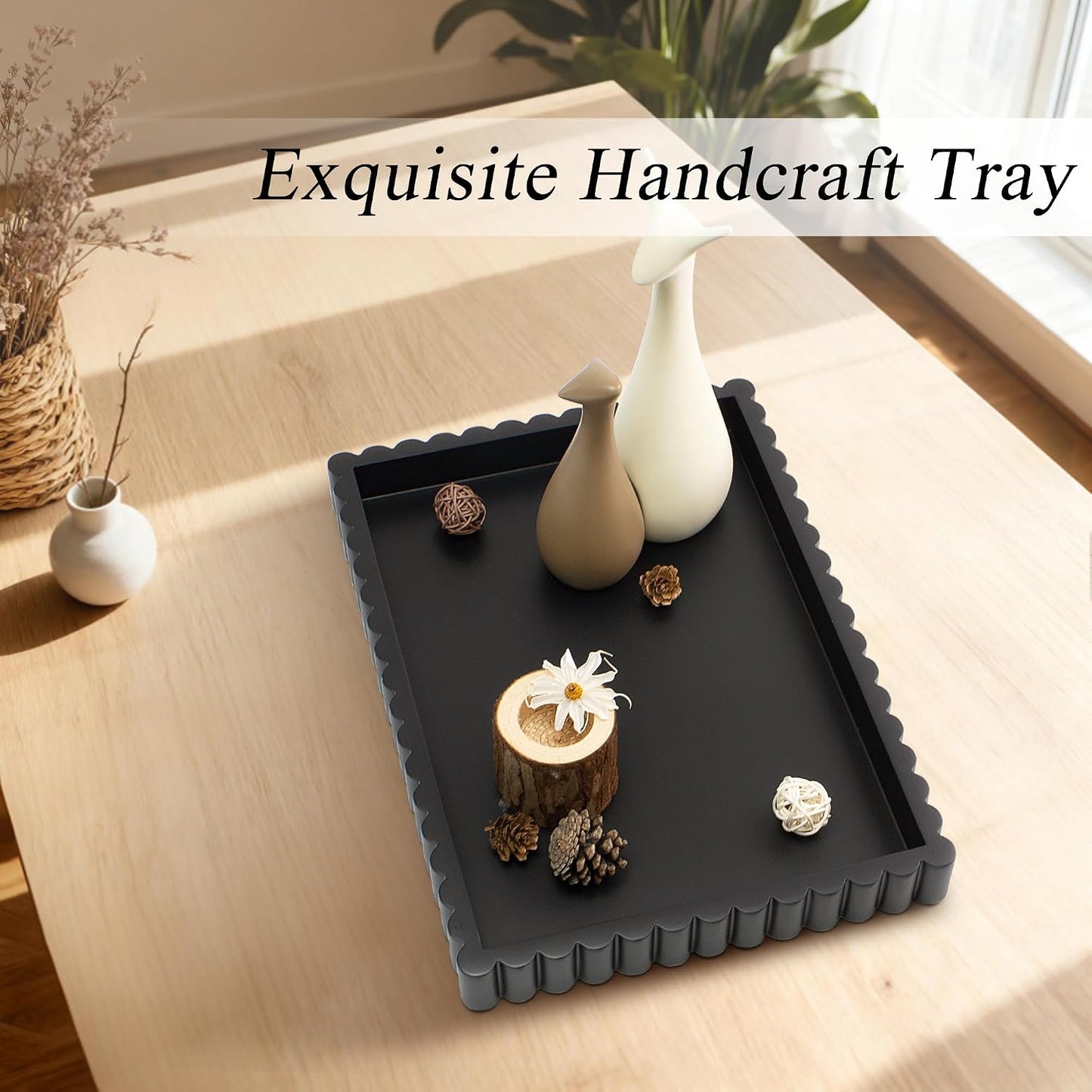 Scalloped Coffee Table Tray / Black