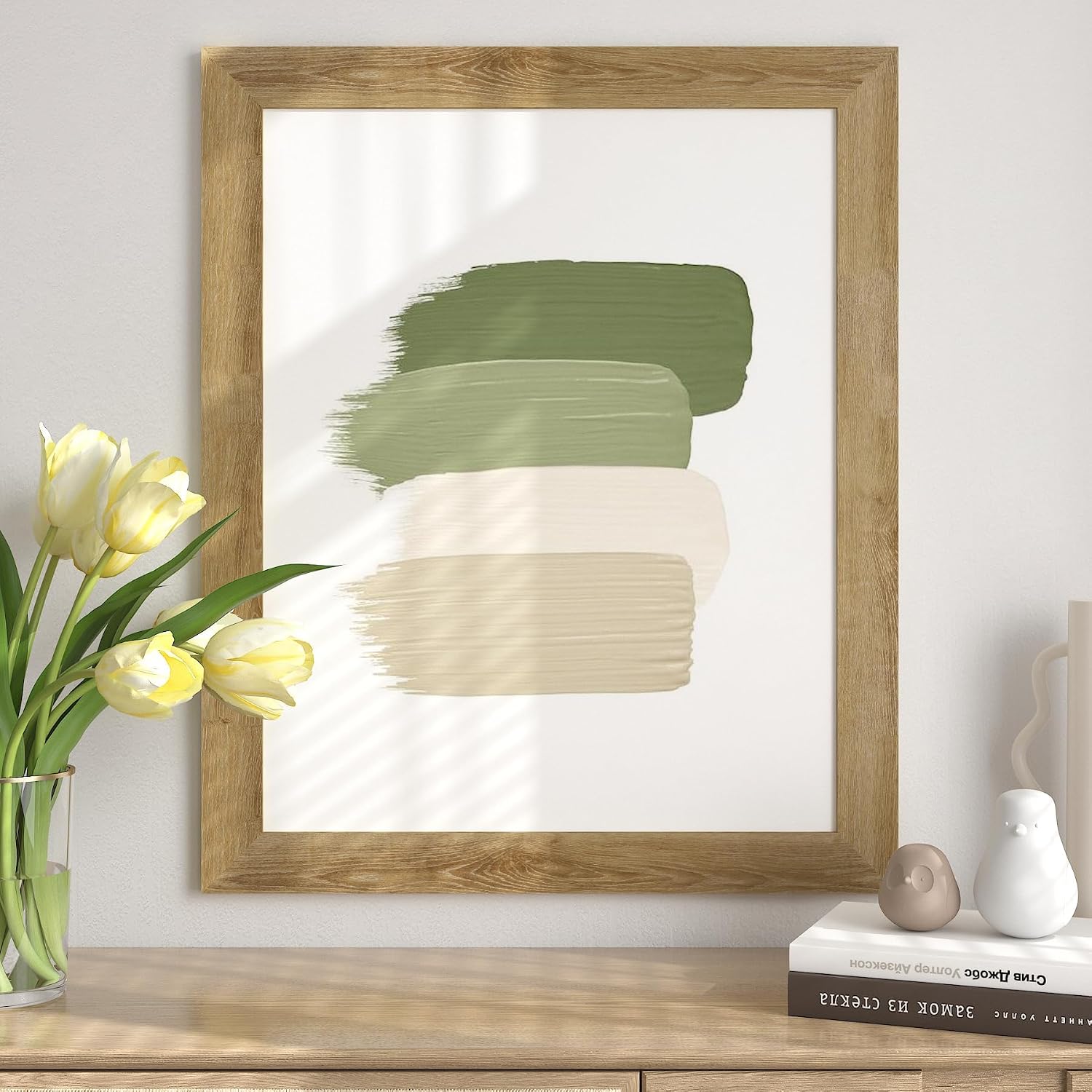 Natural Oak Wood Grain Wallpaper Border Peel and Stick Mirror Frame Border / 3 x 590 / Light Brown
