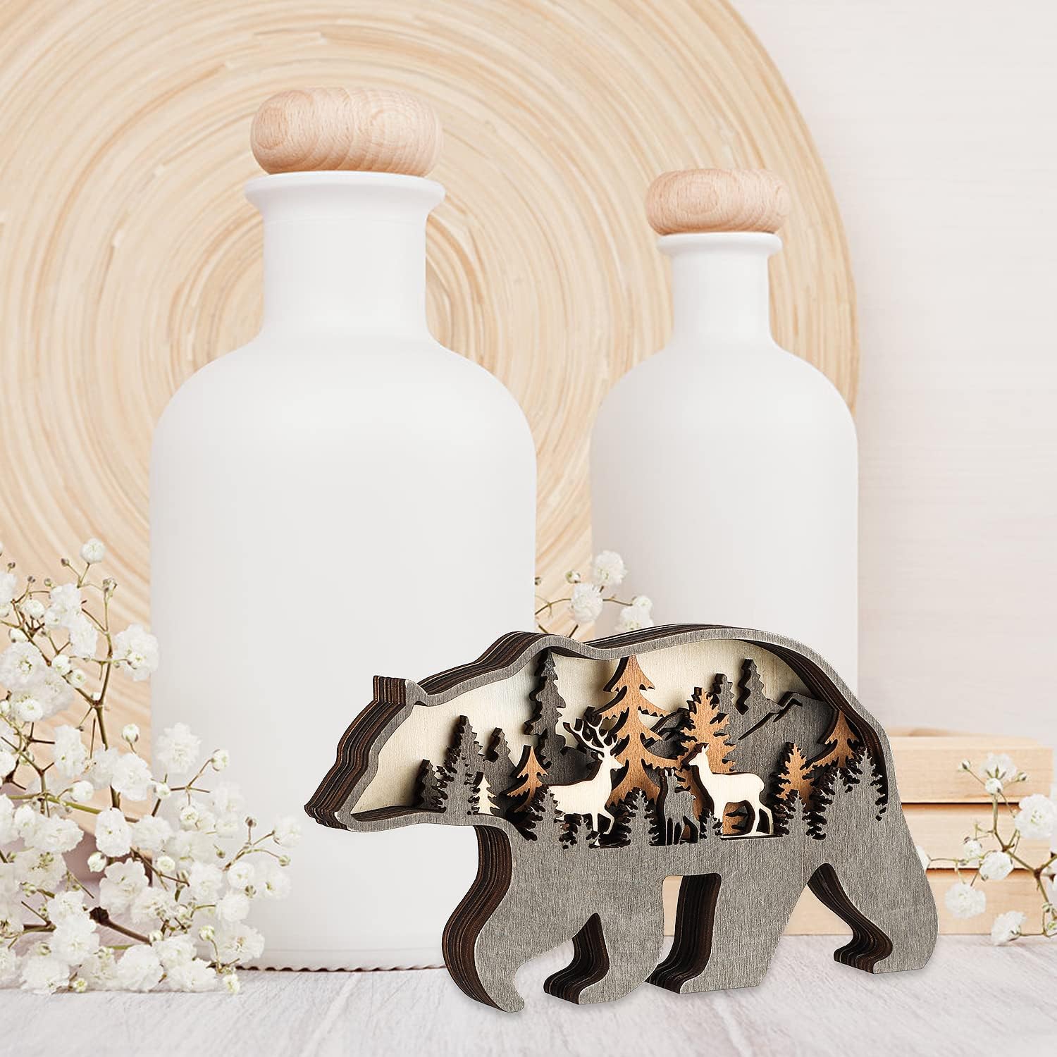 Wooden Forest Animals Decor Cabin Rustic Decor Wall Decorations Mountain decor / Bear