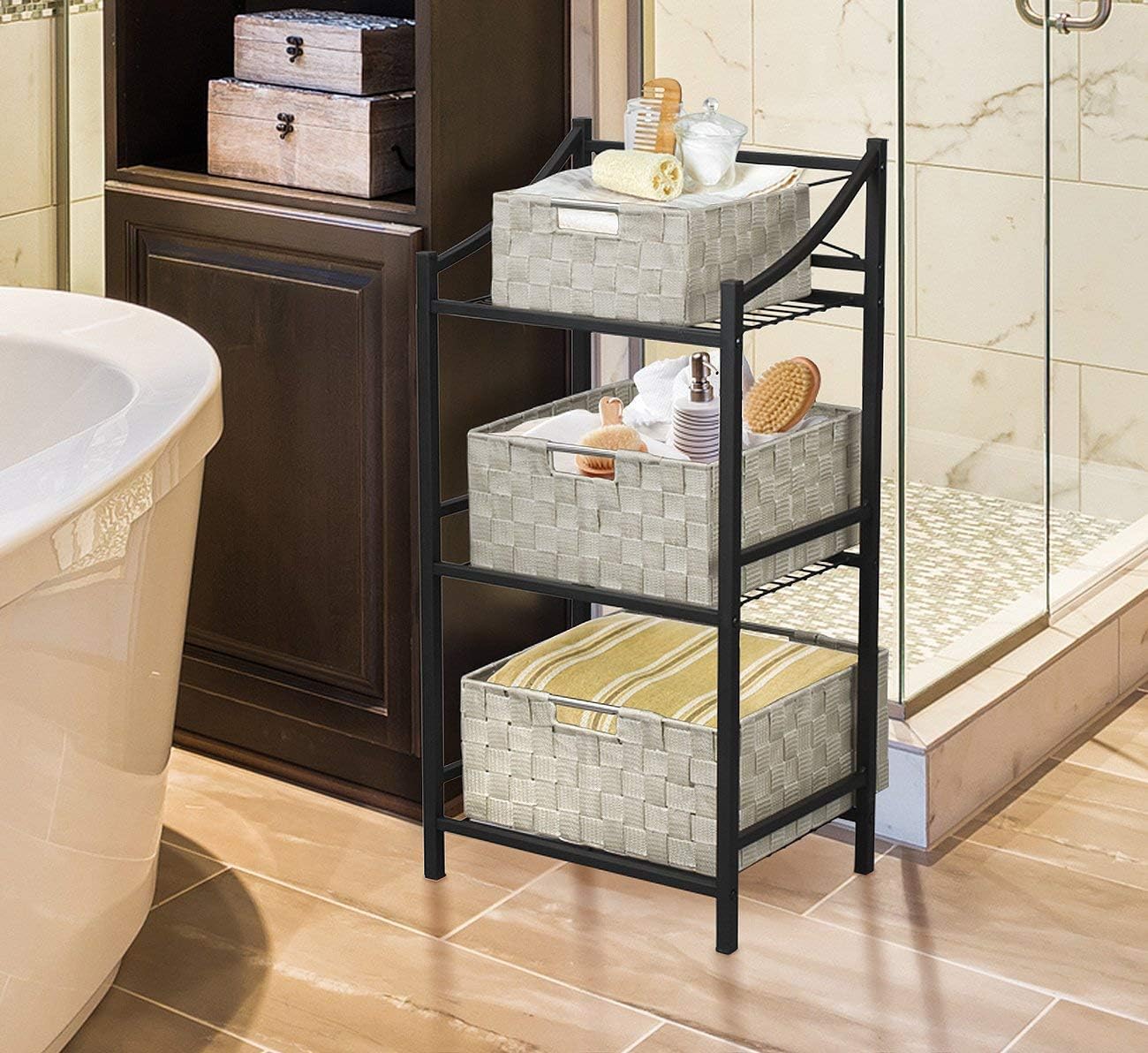 Linen Closet Organizers and Storage / 7 Piece - Beige / Set of 7
