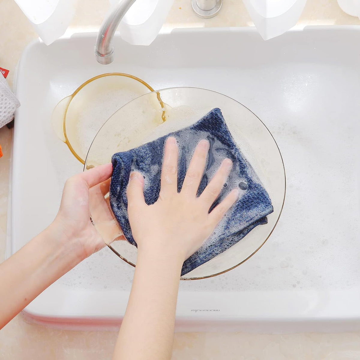 Homaxy 100% Cotton Waffle Weave Kitchen Dish Cloths 18-Pack, Navy Blue | 12 x 12 Inches, Ultra Soft Absorbent Dish
