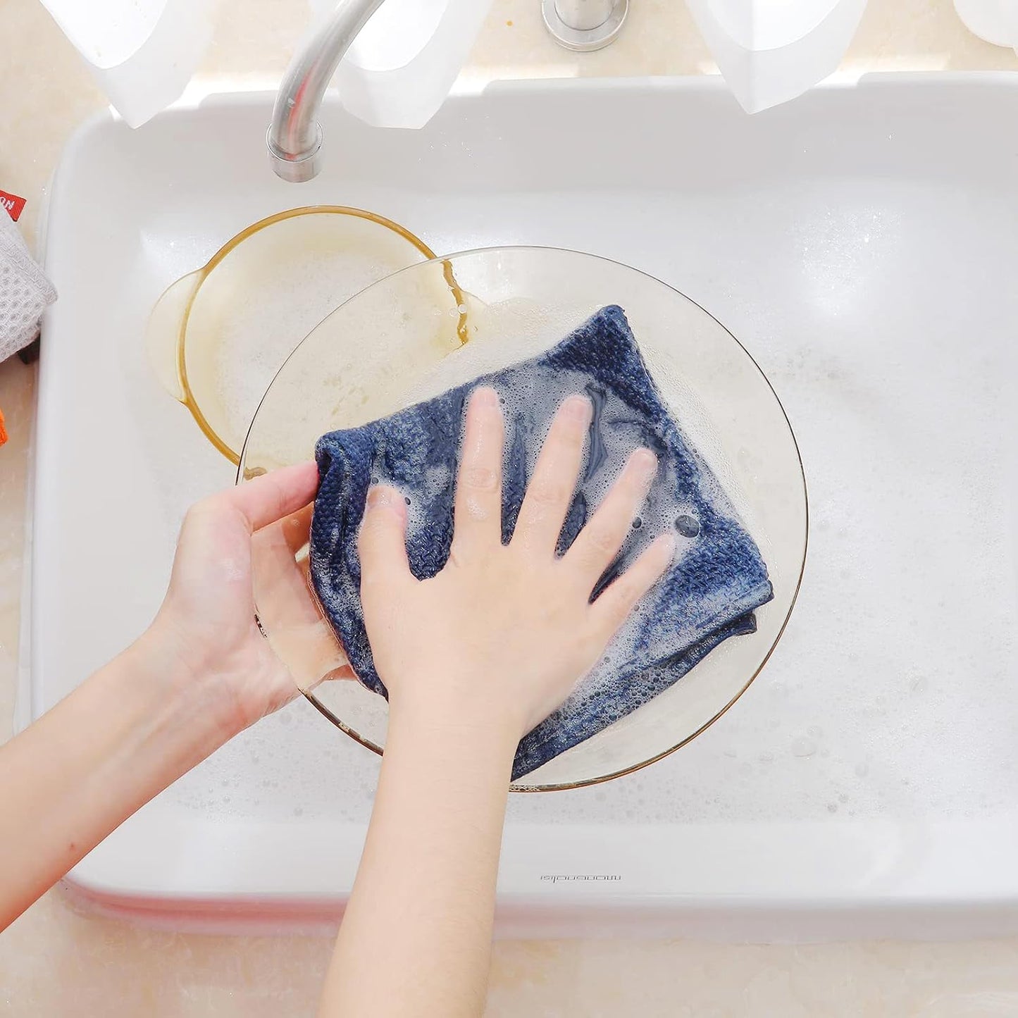 Homaxy 100% Cotton Waffle Weave Kitchen Dish Cloths 12-Pack, Navy Blue | 12 x 12 Inches, Ultra Soft Absorbent Dish