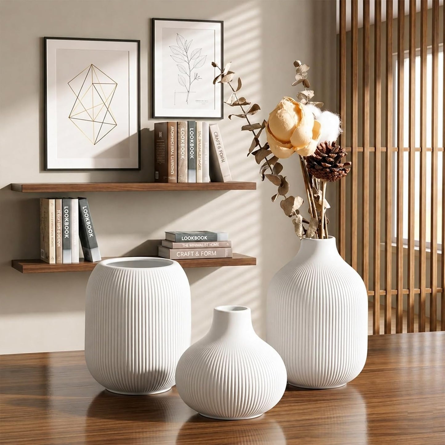 Ceramic Vase Set for Decor / White