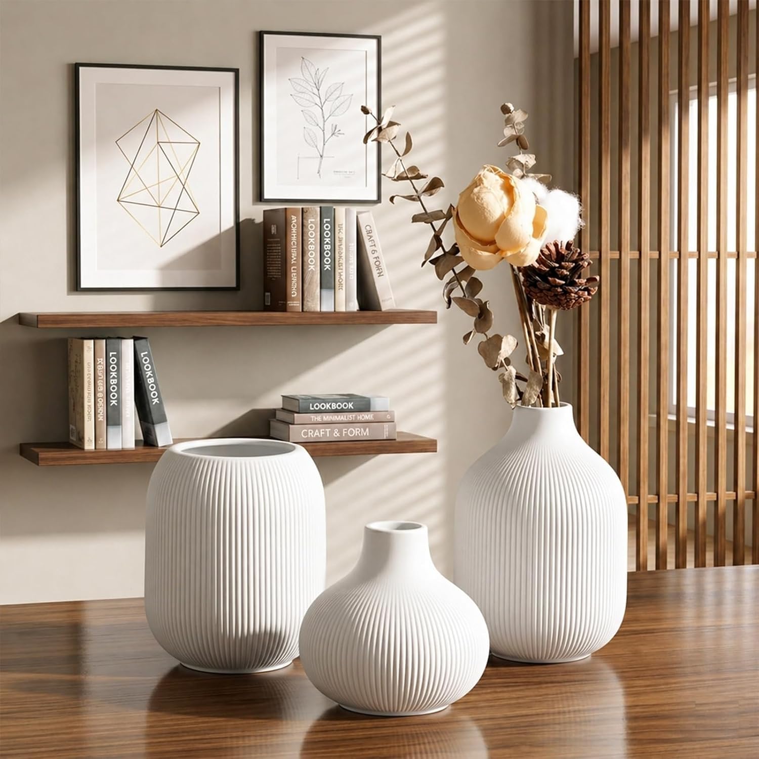 Ceramic Vase Set for Decor / White