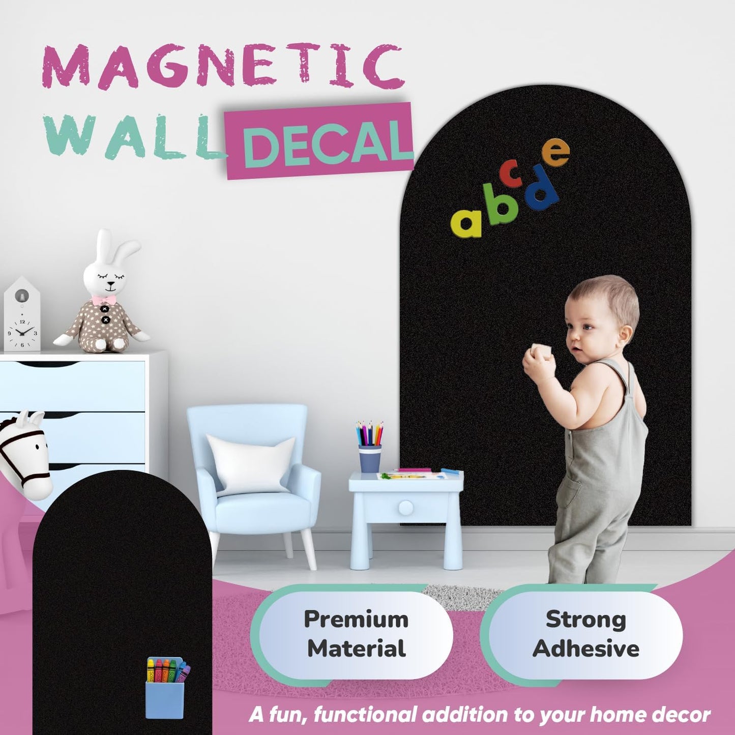 Magnetic Arch Wall Decal / Black / 39"W x 17.7"H / 39 x 18