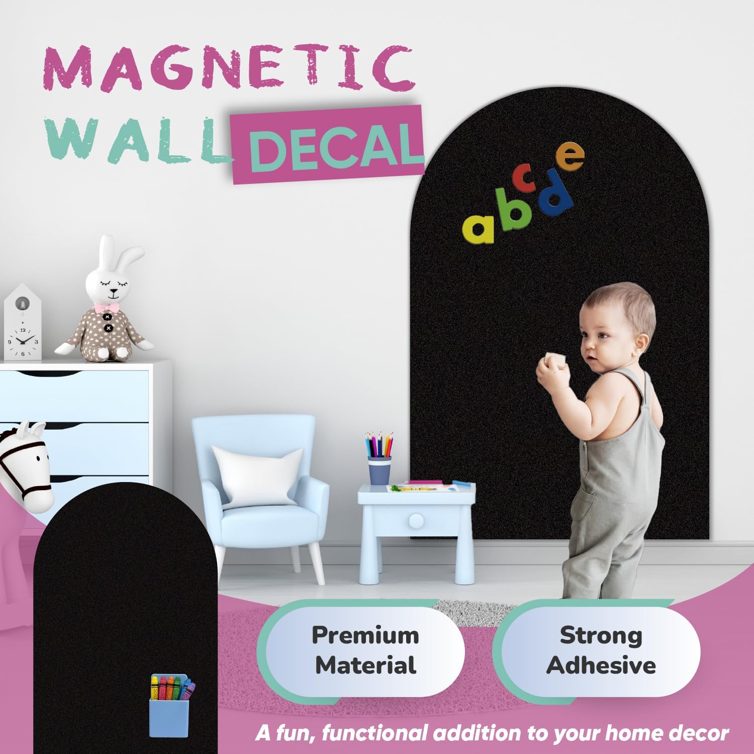 Magnetic Arch Wall Decal / Black / 39"W x 17.7"H / 39 x 18