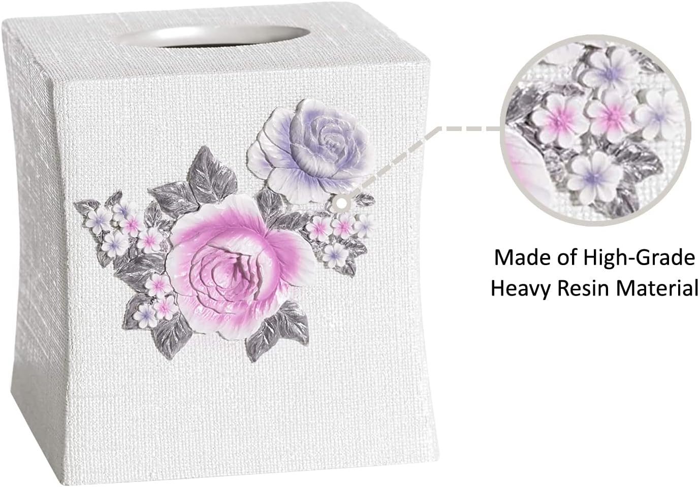 Zahari Home 2pc Michelle Bathroom Set Waste Basket & Tissue Cover Modern Classic Decor Stylish Unique Design Beautiful