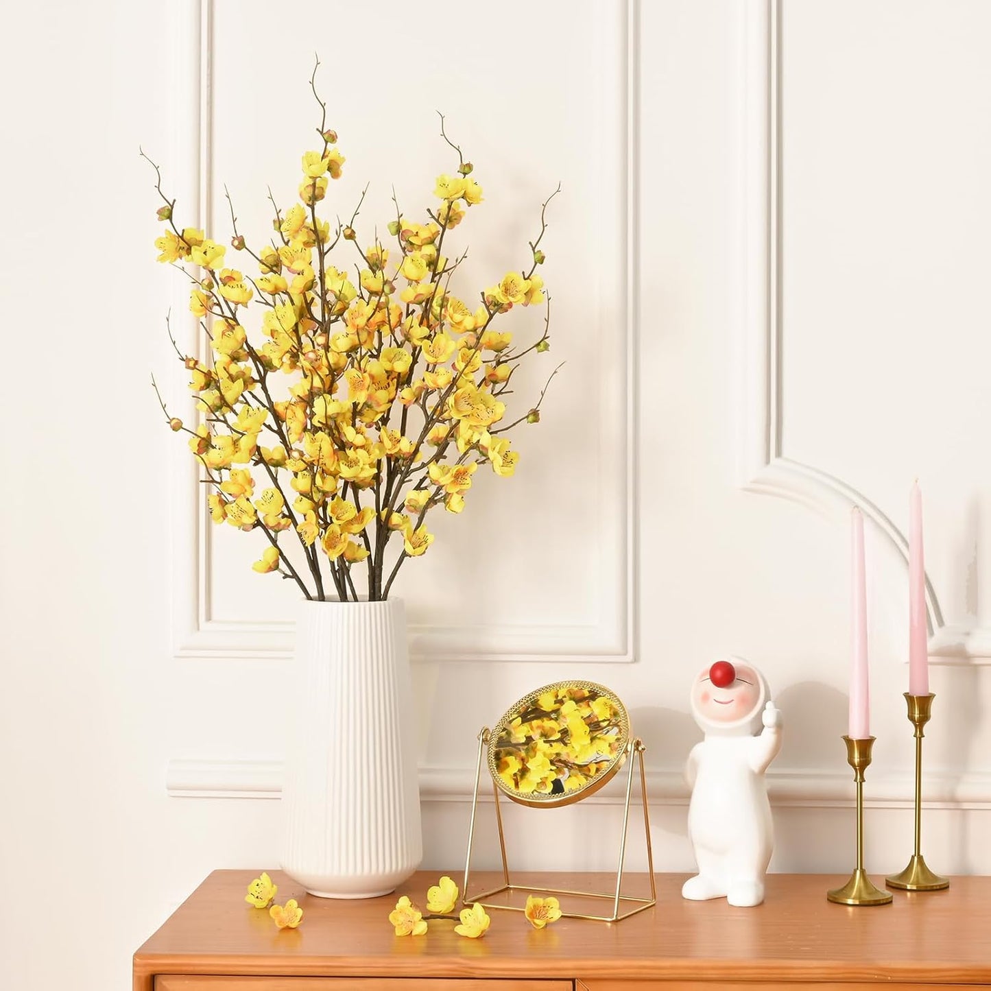 Cherry Blossom Branches for Vases / Yellow / Set of 4