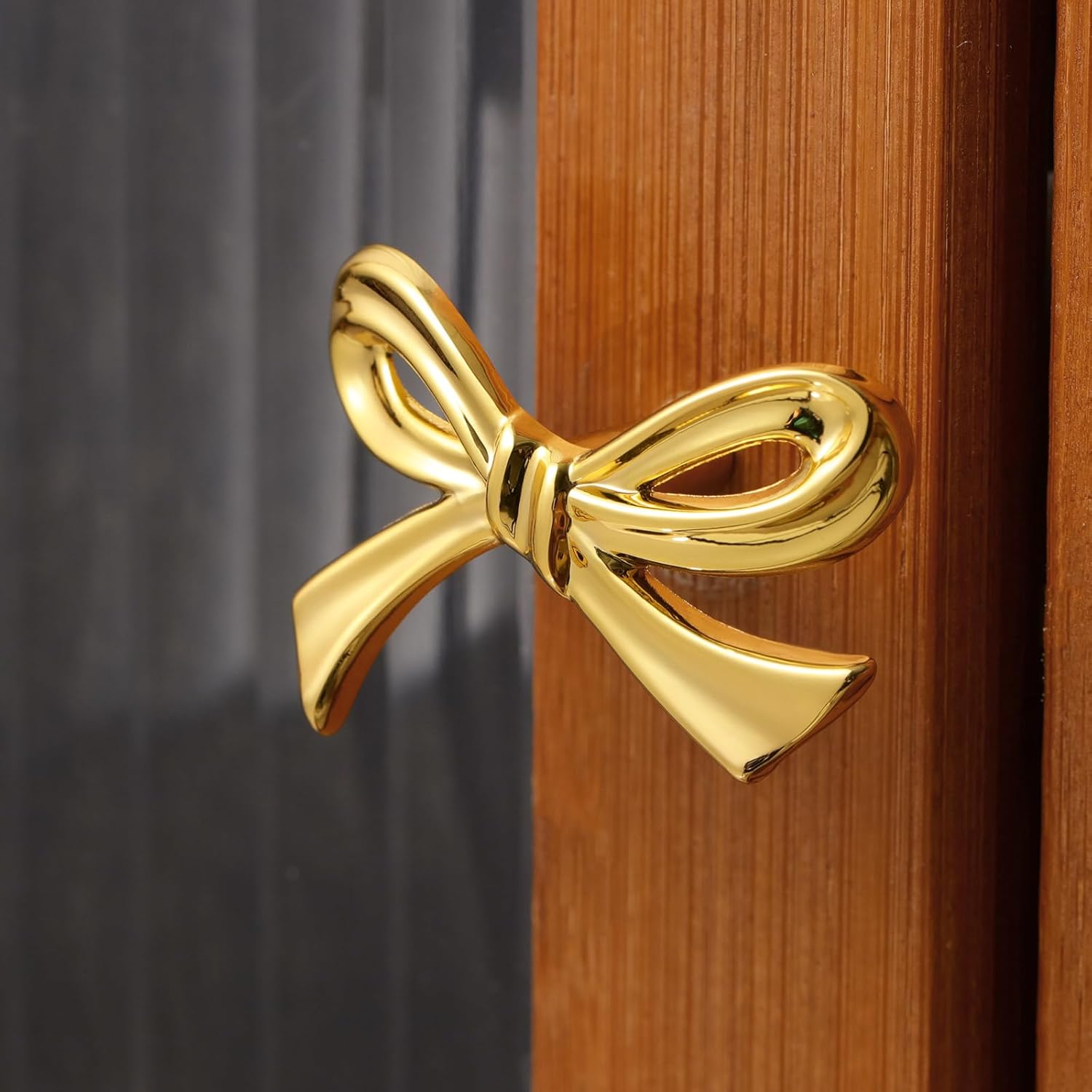 Bow Drawer Knobs Brass Bow Knobs for Dresser Decorative Brass Drawer / Small Size / Gold / Set of 8