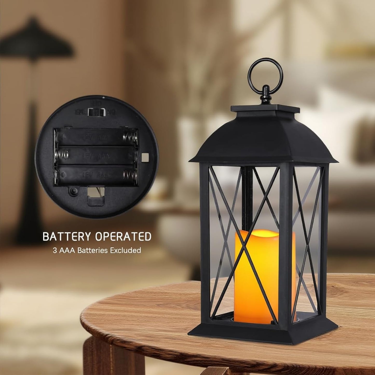 Bdor 13 Inch Outdoor Decorative Lanterns with LED Candle Timer 2 Pack Cross | Battery powered convenience, cozy