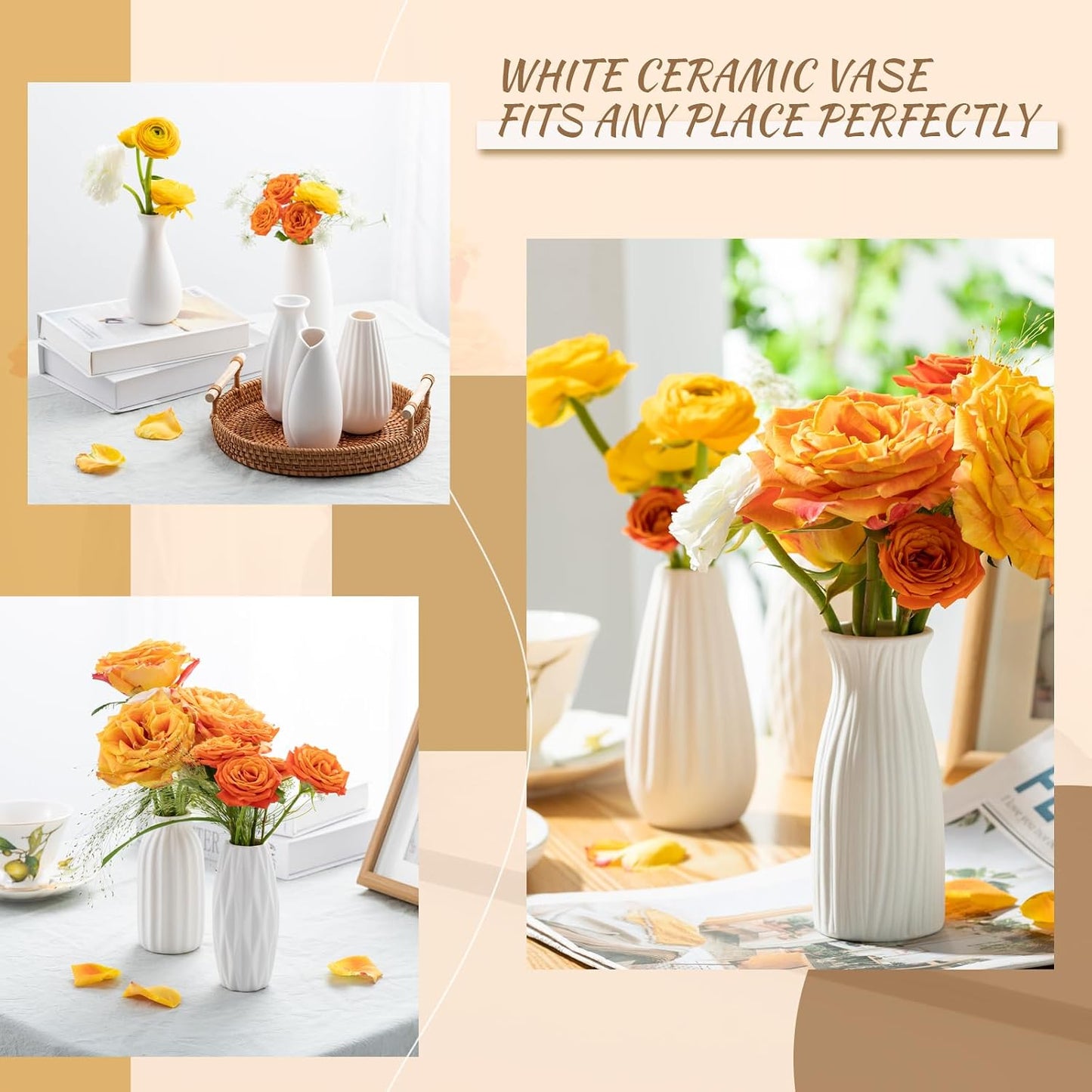 Small Ceramic Vase / White / Set of 10