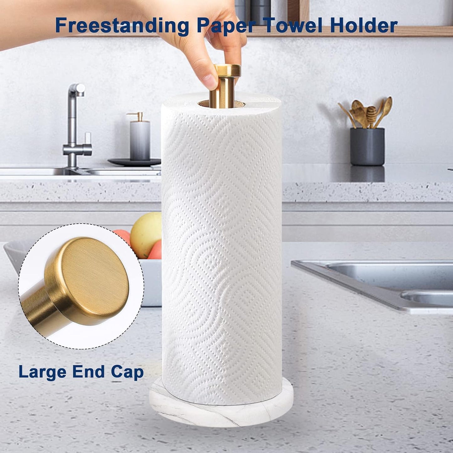 NearMoon Standing Paper Towel Holder, Kitchen Paper Towel Tissue Holder- for Bathroom Kitchen Countertop, Standard or