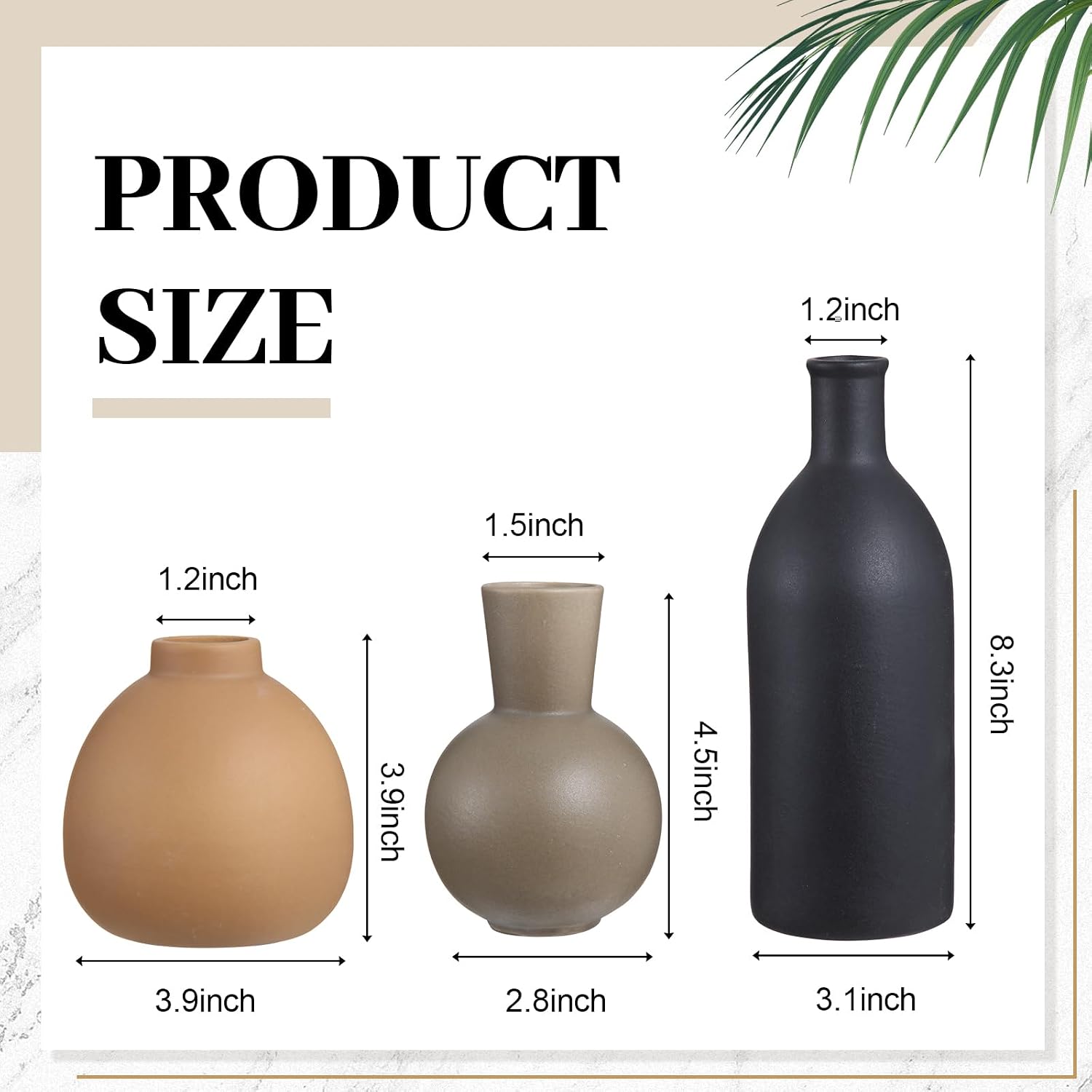 Country Style Ceramic Vase Set Table Centerpieces / Black / Set of 5