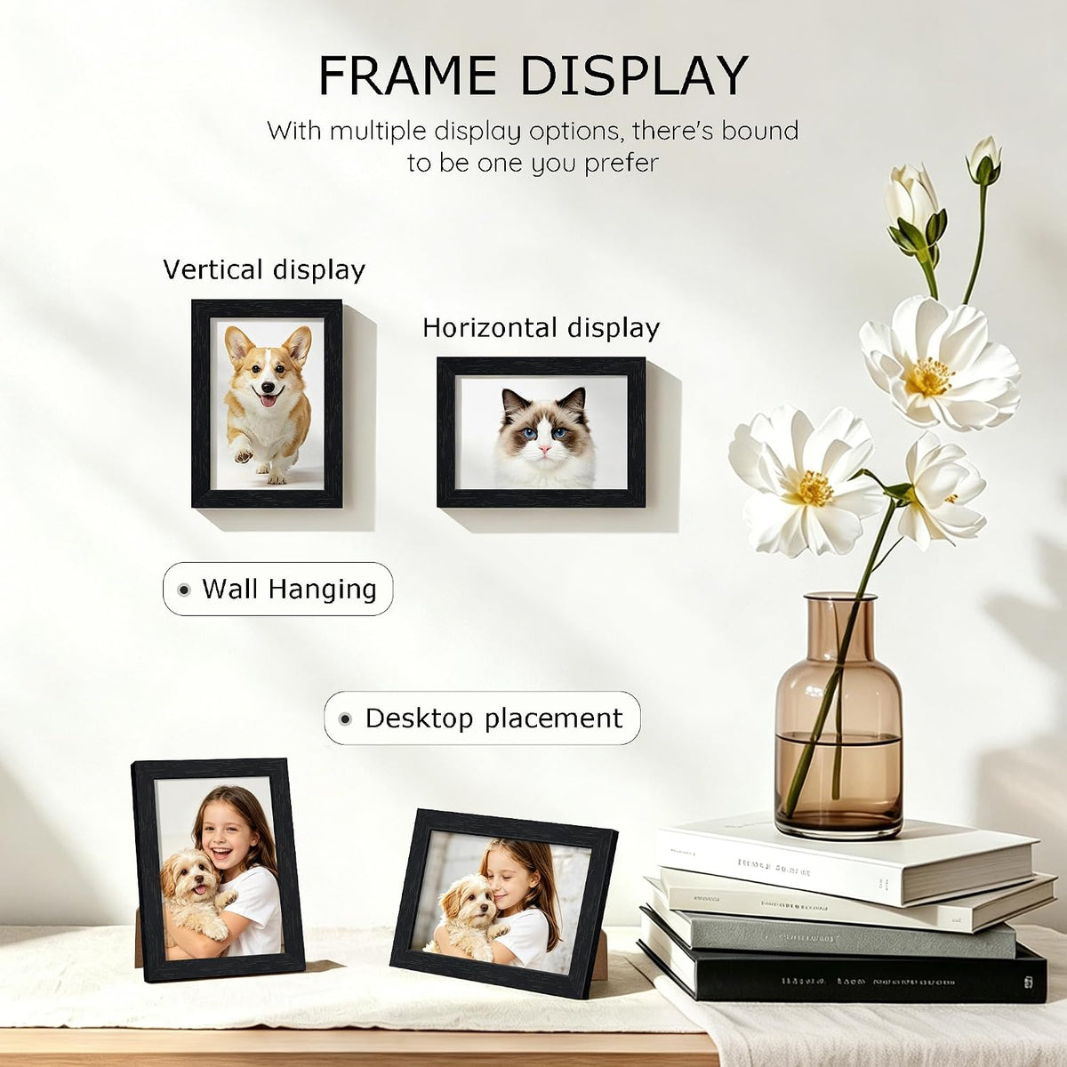 Wiscet 4x6 Picture Frame Set of 50, Bulk Black Photo Frames for 4x6 Photos | Photo Frame with HD Plexiglass, Multi