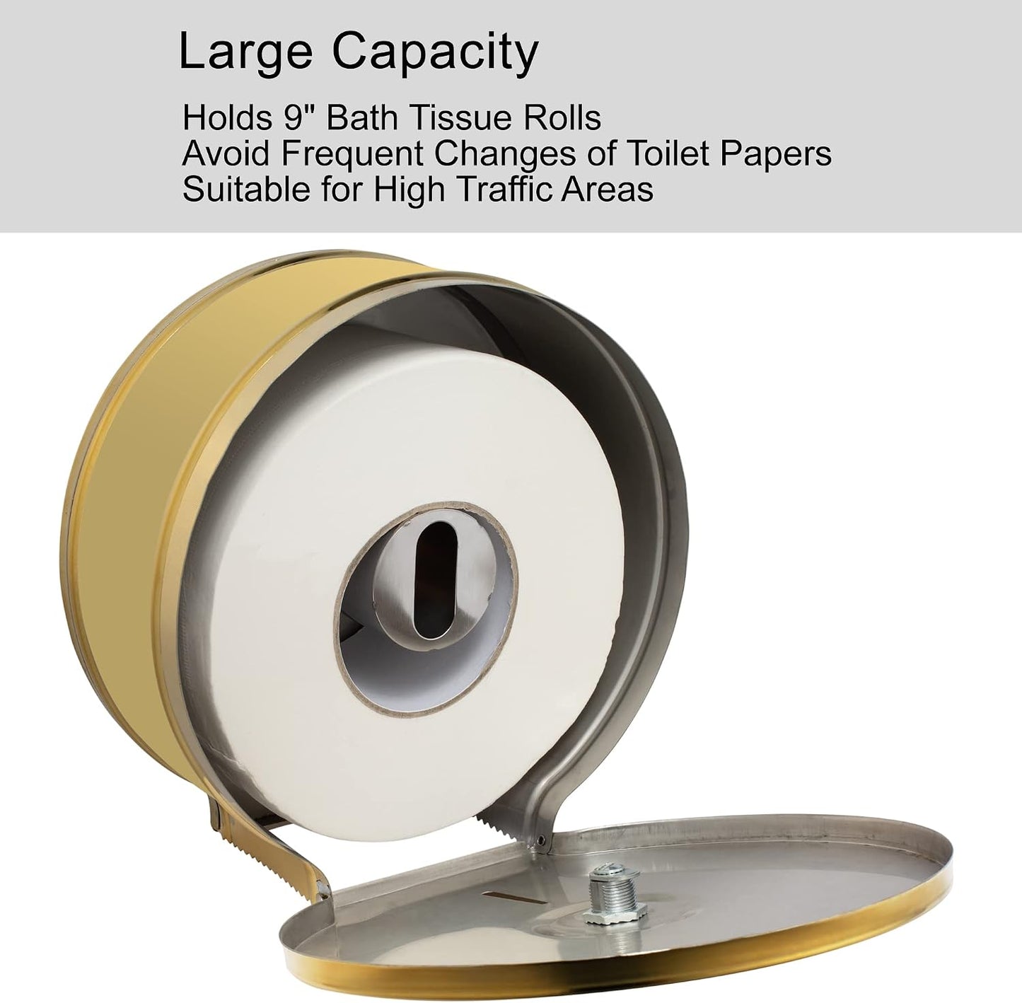 Commercial Jumbo Toilet Paper Dispenser, Wall Mount Stainless Steel | 9 Inch Roll Toilet Paper Holder Bath Tissue
