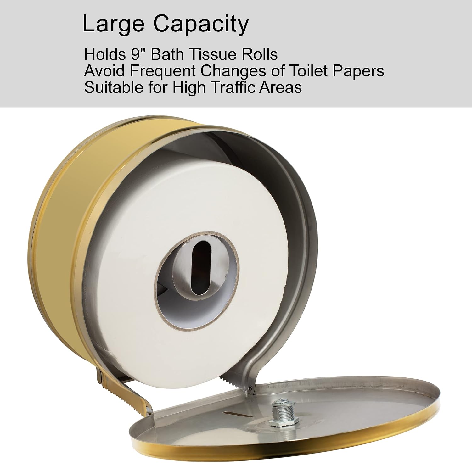 Commercial Jumbo Toilet Paper Dispenser, Wall Mount Stainless Steel | 9 Inch Roll Toilet Paper Holder Bath Tissue