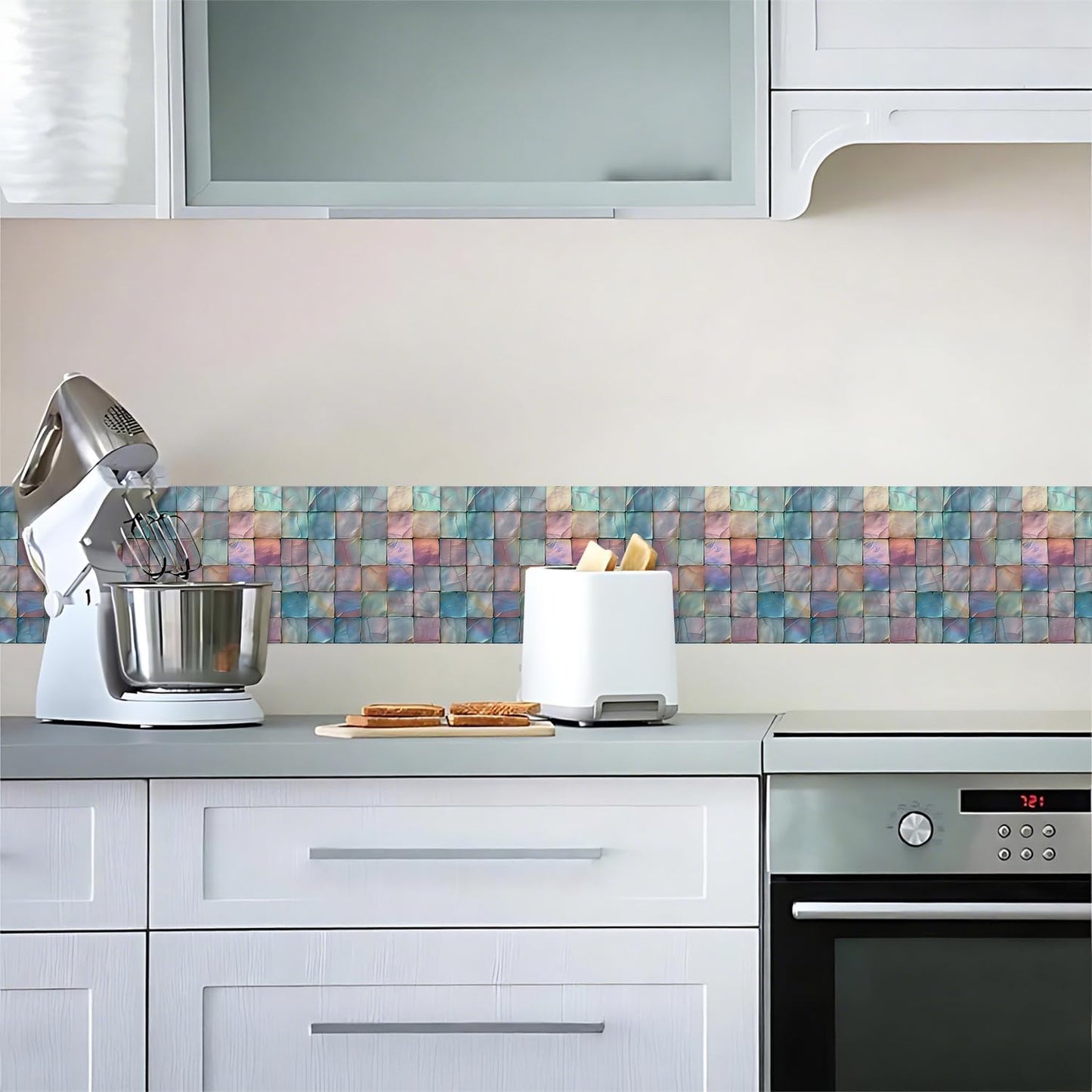 Shell Square Geometric Wallpaper Border Peel and Stick Wall Border Self / Colorful / 393 x 4