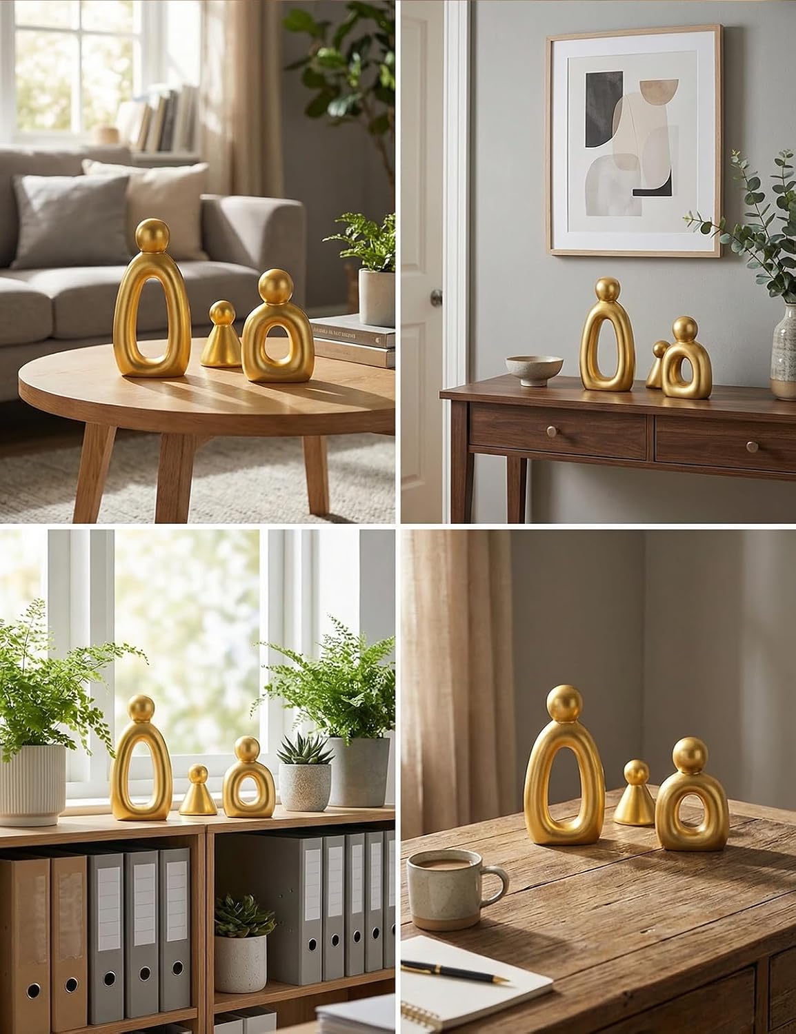 Abstract Family of 3 Figurines Modern Sculptures / Glod