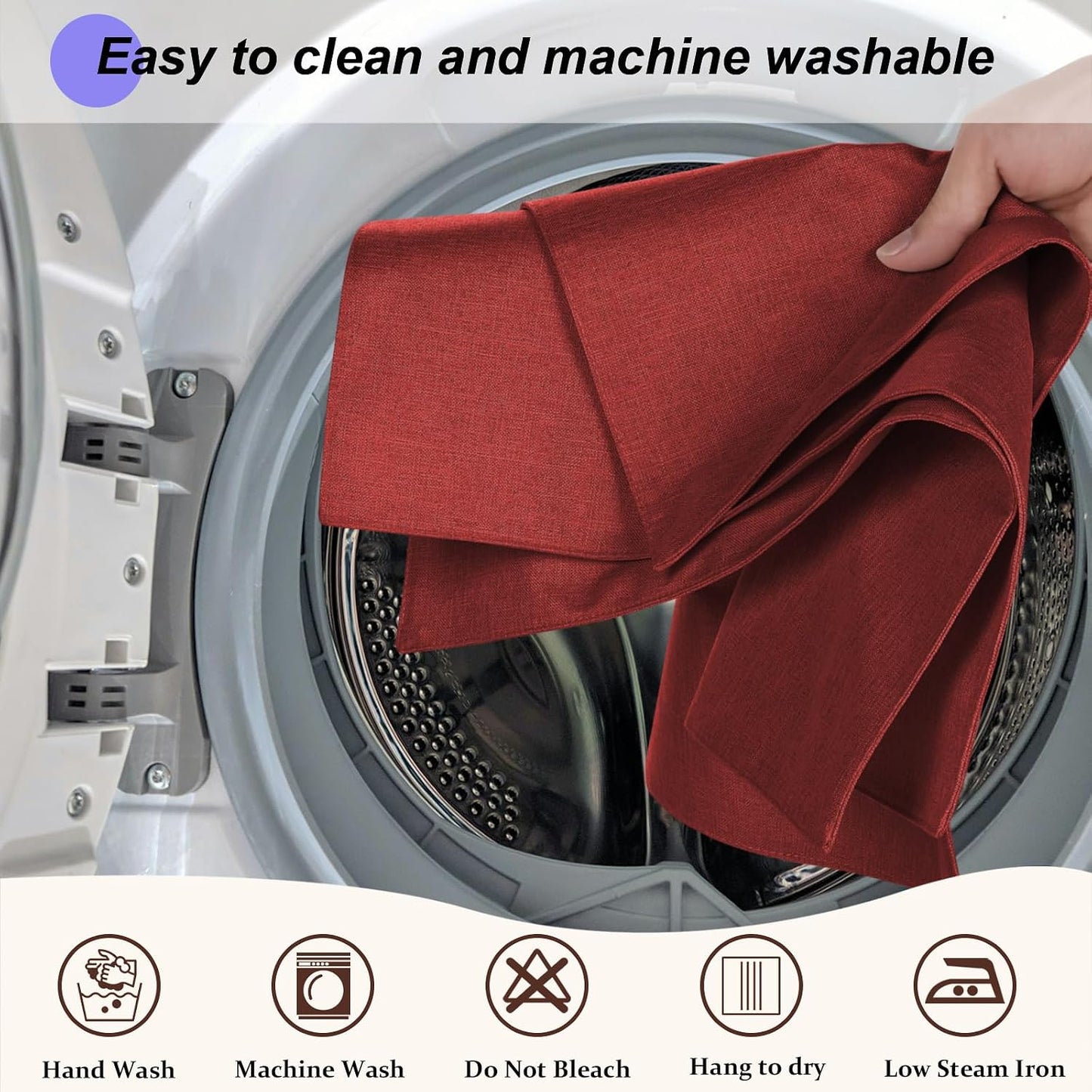 Cloth Placemats Set of 6, Cotton Linen Blend Place Mats, Red | Machine Washable, Double Layered, Heat Resistant, Fabric