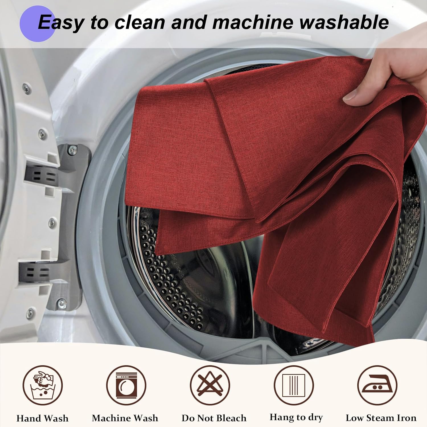 Cloth Placemats Set of 6, Cotton Linen Blend Place Mats, Red | Machine Washable, Double Layered, Heat Resistant, Fabric