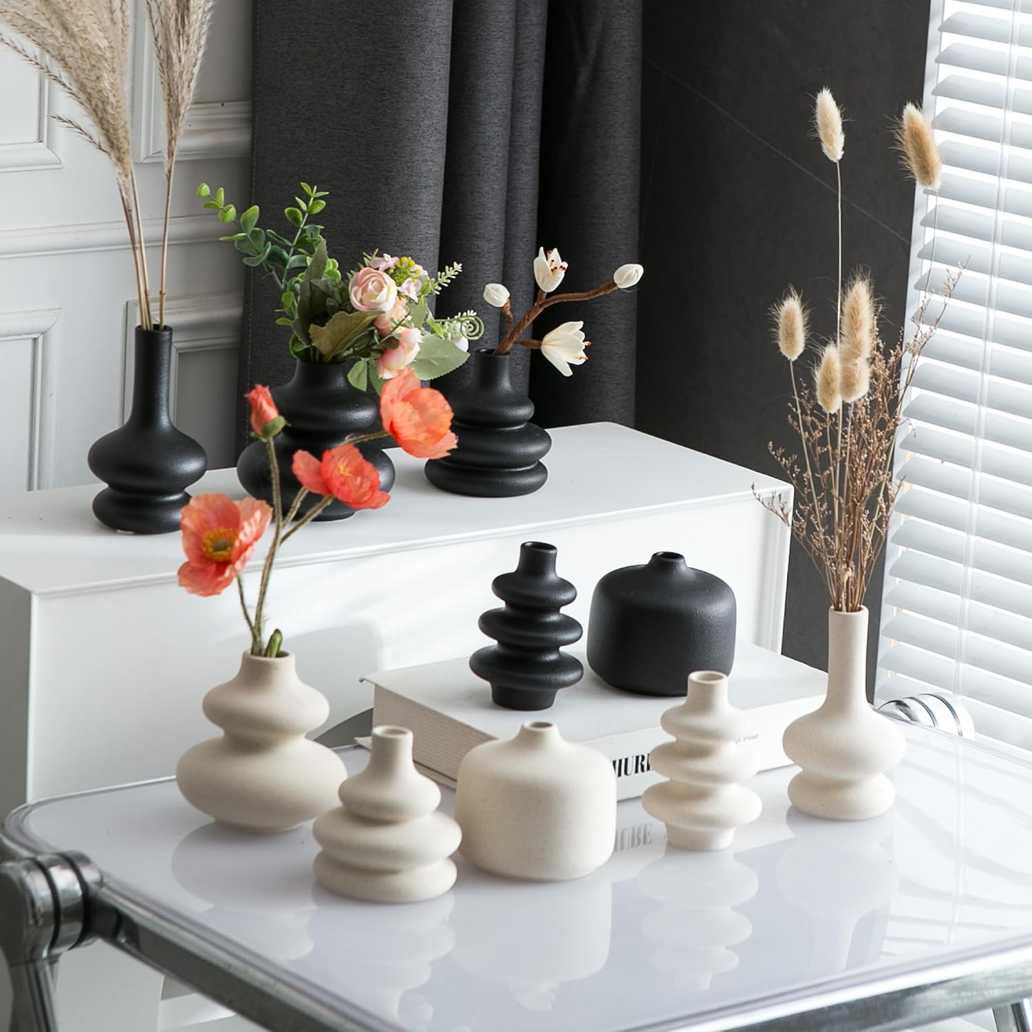 Small Ceramic Vase / White / Set of 5