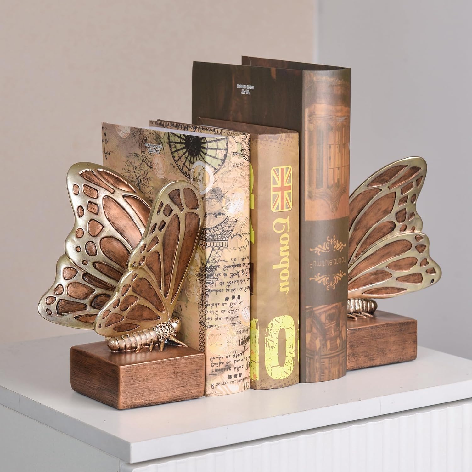 Vintage Butterfly Bookends / Brown
