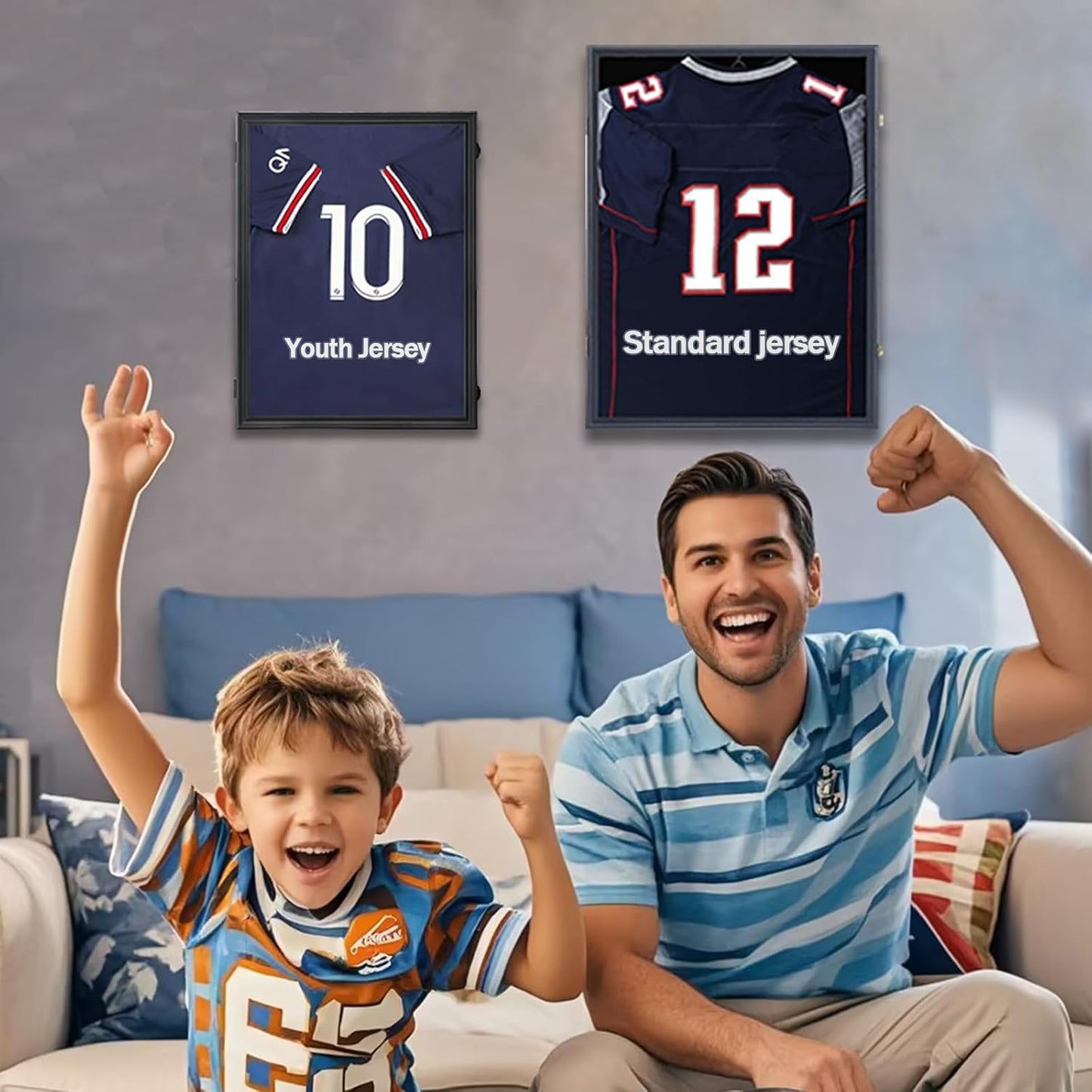 IHEIPYE Kids Jersey Frame Display Case Sport Small Jersey Shadow Box Black | Lockable, Black Lock, UV Protection